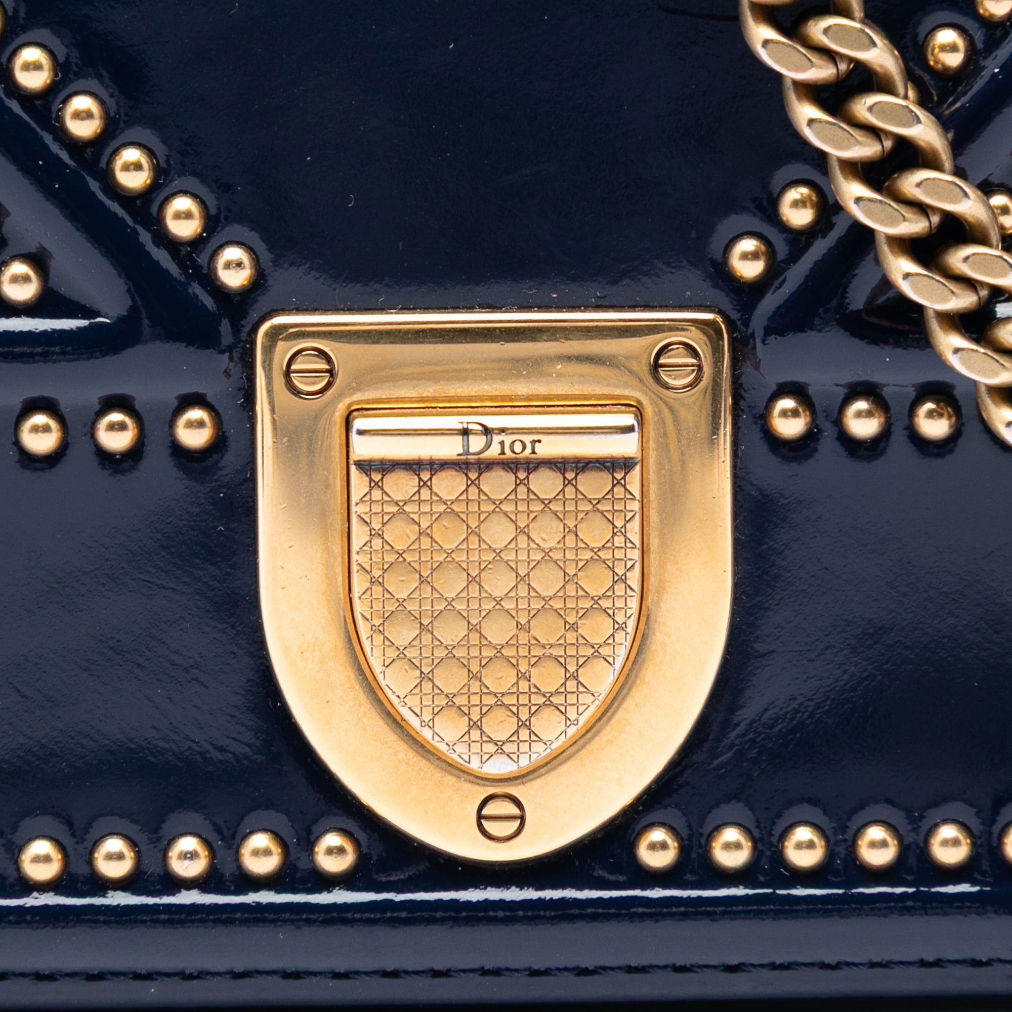 Dior Patent Studded Diorama Top Handle Wallet on Chain Size ONE SIZE - 5 Thumbnail