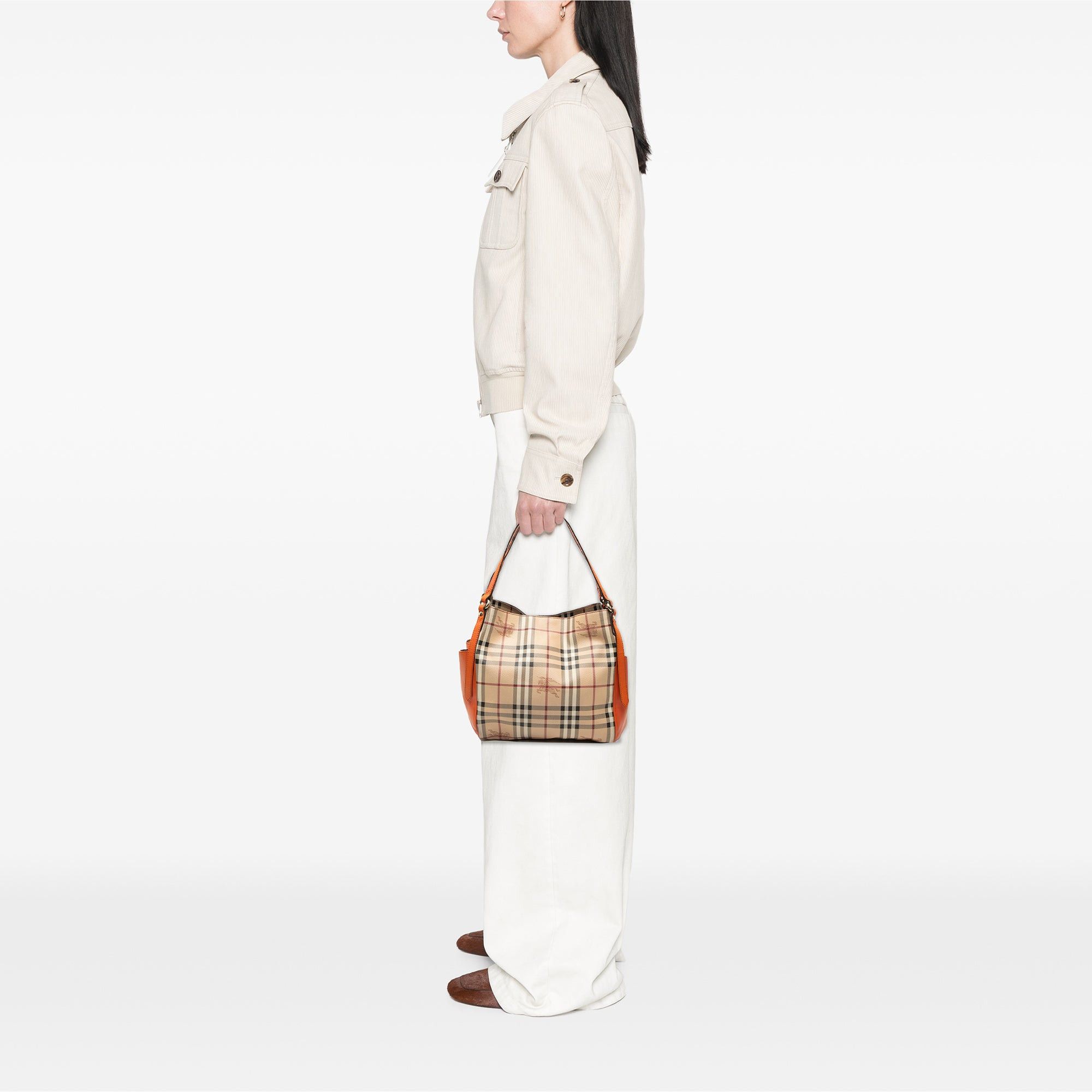 Burberry Small Leather Trimmed Haymarket Check Coated Canvas Canterbury Tote Size ONE SIZE - 7 Thumbnail