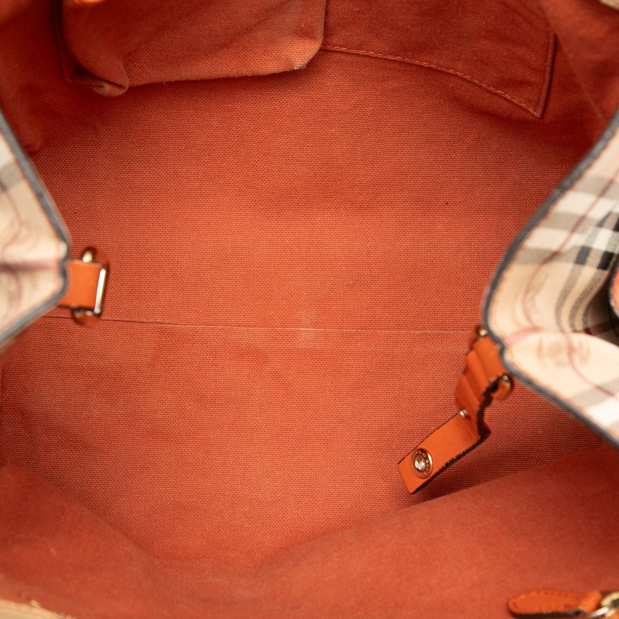 Burberry Small Leather Trimmed Haymarket Check Coated Canvas Canterbury Tote Size ONE SIZE - 4 Thumbnail
