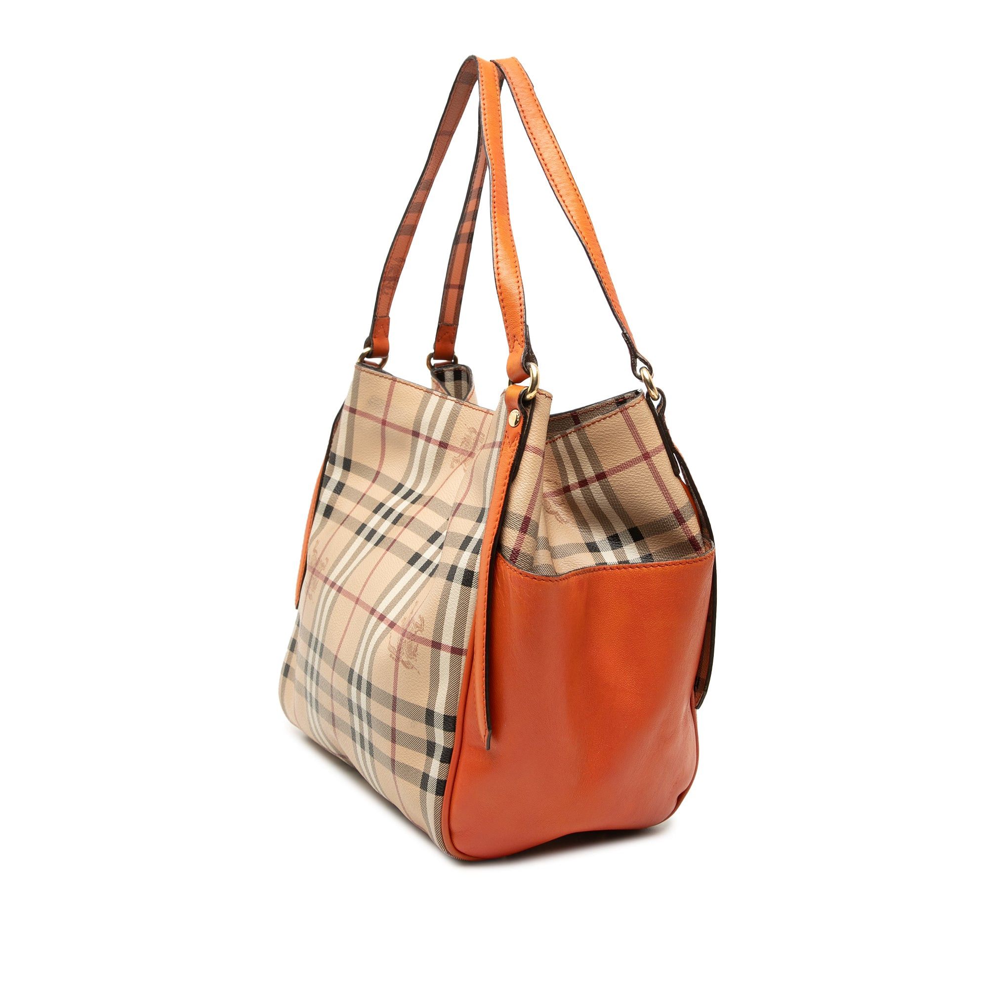Burberry Small Leather Trimmed Haymarket Check Coated Canvas Canterbury Tote Size ONE SIZE - 2 Thumbnail