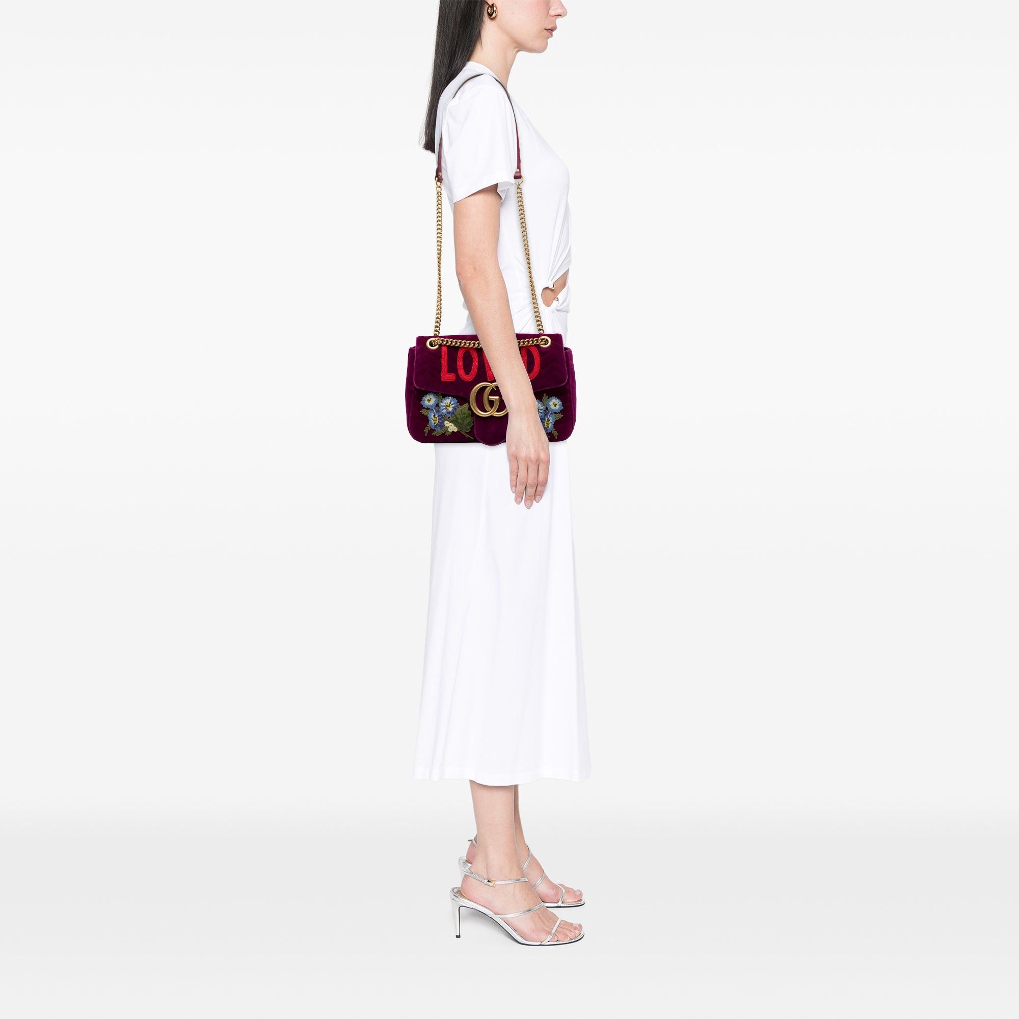Gucci Large GG Marmont Embroidered Matelasse Velvet Loved Flap Crossbody Size ONE SIZE - 9 Thumbnail