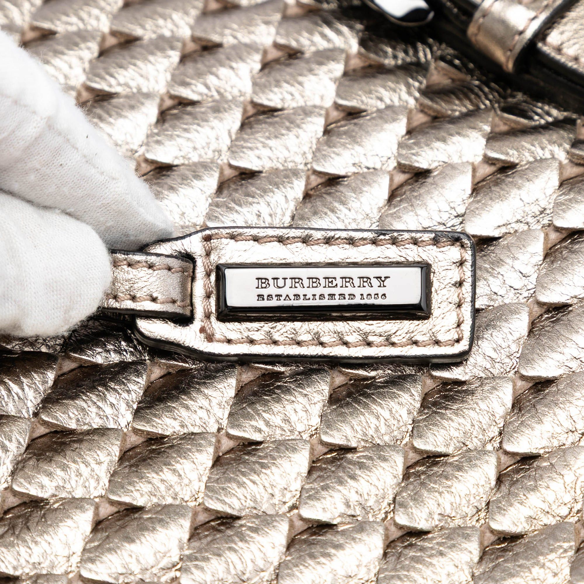 Burberry Metallic Woven Leather Tote Size ONE SIZE - 5 Thumbnail