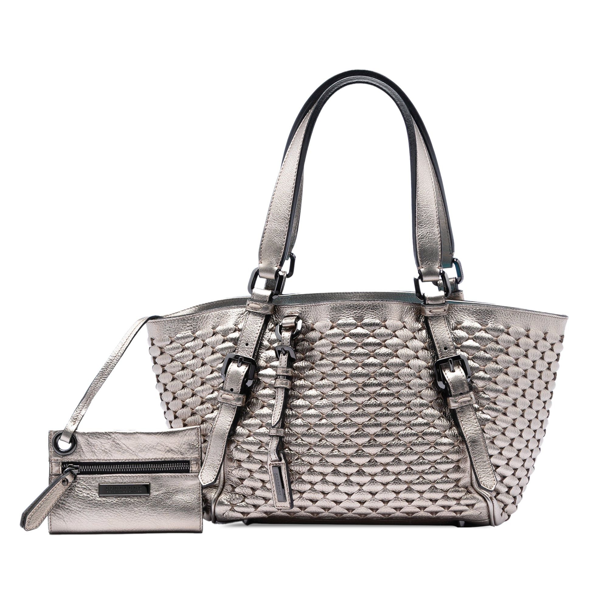 Burberry Metallic Woven Leather Tote Size ONE SIZE - 7 Thumbnail