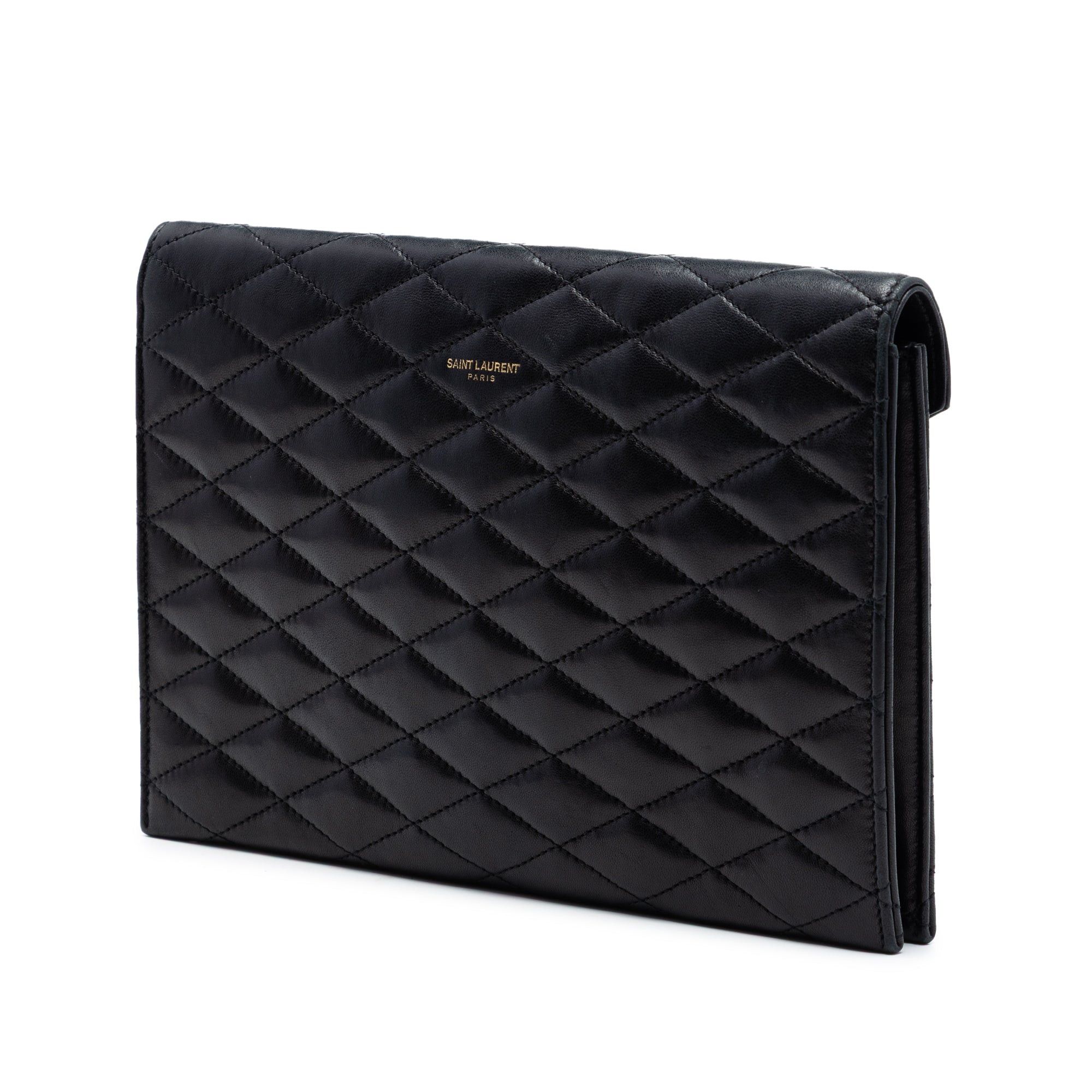 Saint Laurent Paris Quilted Lambskin Envelope Pouch Size ONE SIZE - 2 Thumbnail