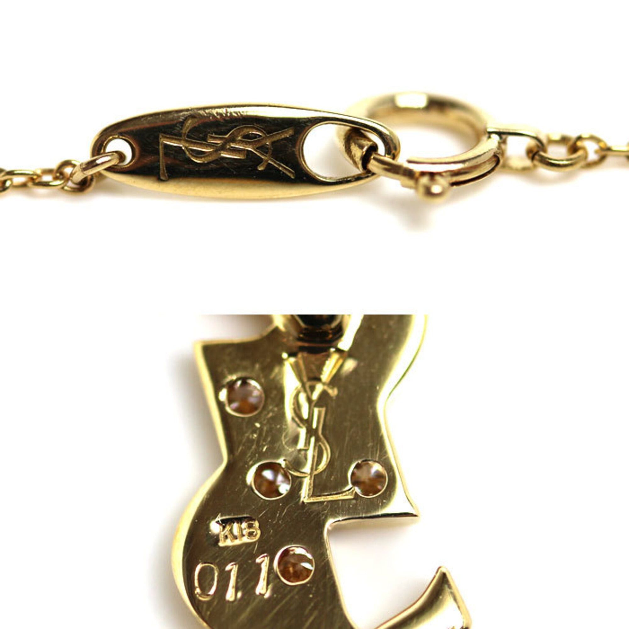 Yves Saint Laurent Yves Saint Laurent SAINT LAURENT 18K Yellow Gold Necklace with 0.11ct Diamond, 3.3g, 40cm, Women's Size ONE SIZE - 4 Thumbnail