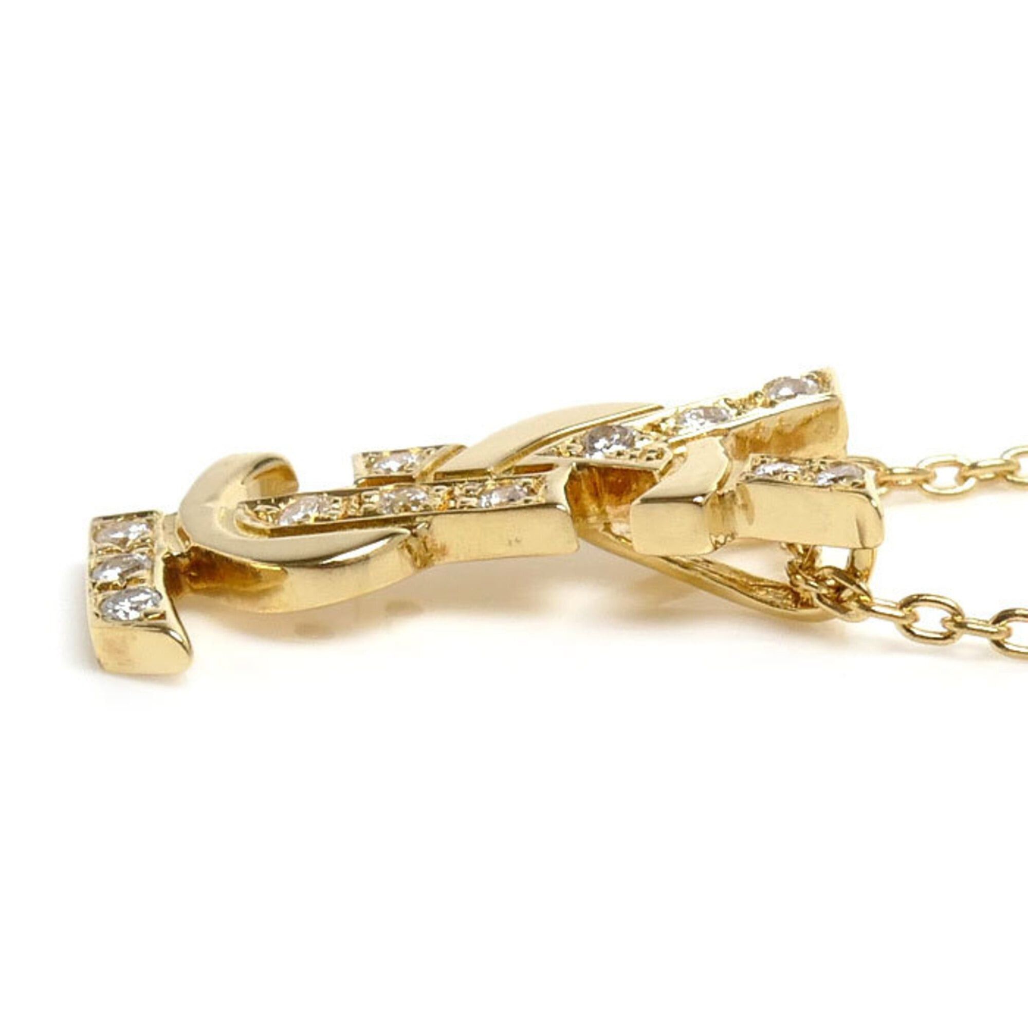 Yves Saint Laurent Yves Saint Laurent SAINT LAURENT 18K Yellow Gold Necklace with 0.11ct Diamond, 3.3g, 40cm, Women's Size ONE SIZE - 2 Thumbnail