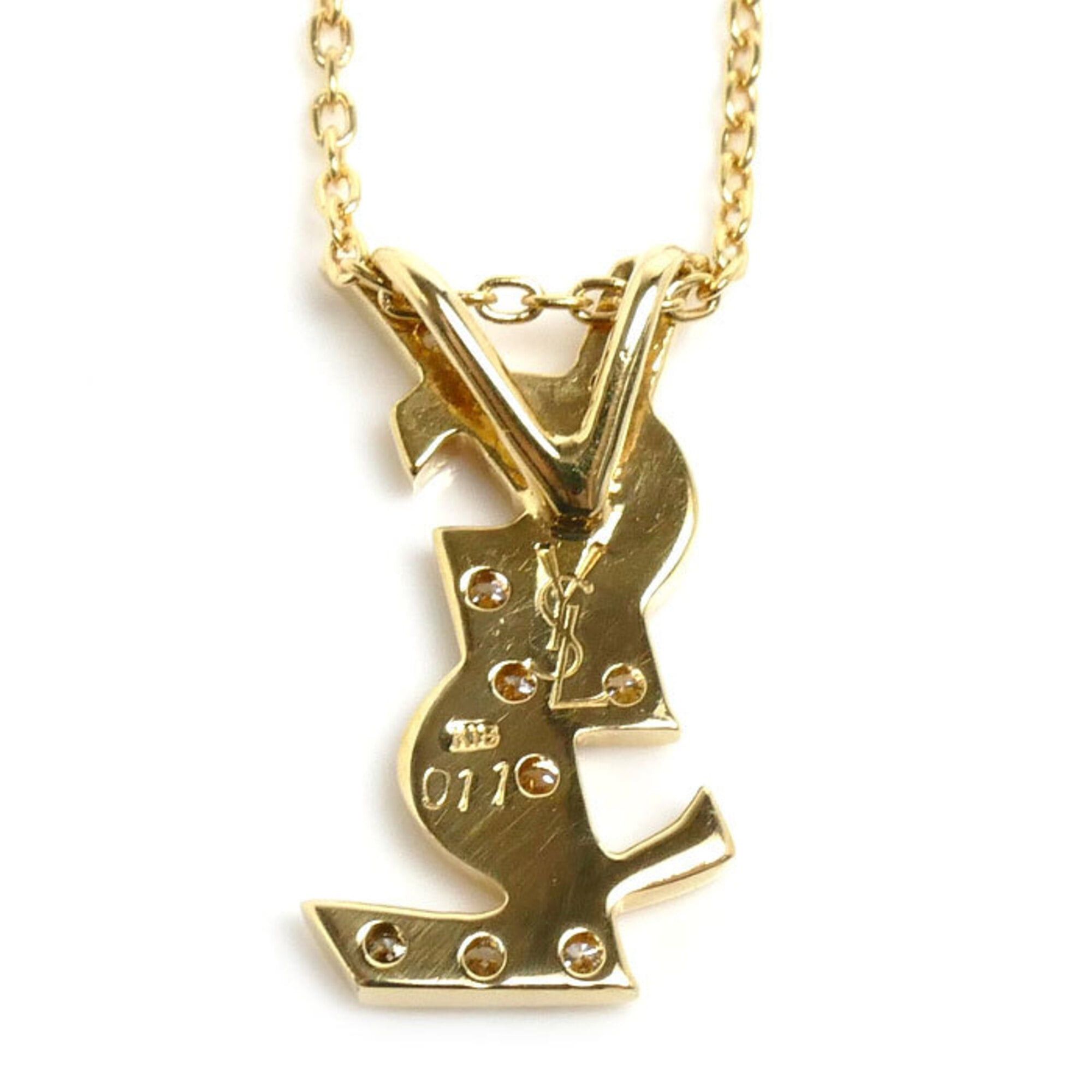Yves Saint Laurent Yves Saint Laurent SAINT LAURENT 18K Yellow Gold Necklace with 0.11ct Diamond, 3.3g, 40cm, Women's Size ONE SIZE - 3 Thumbnail