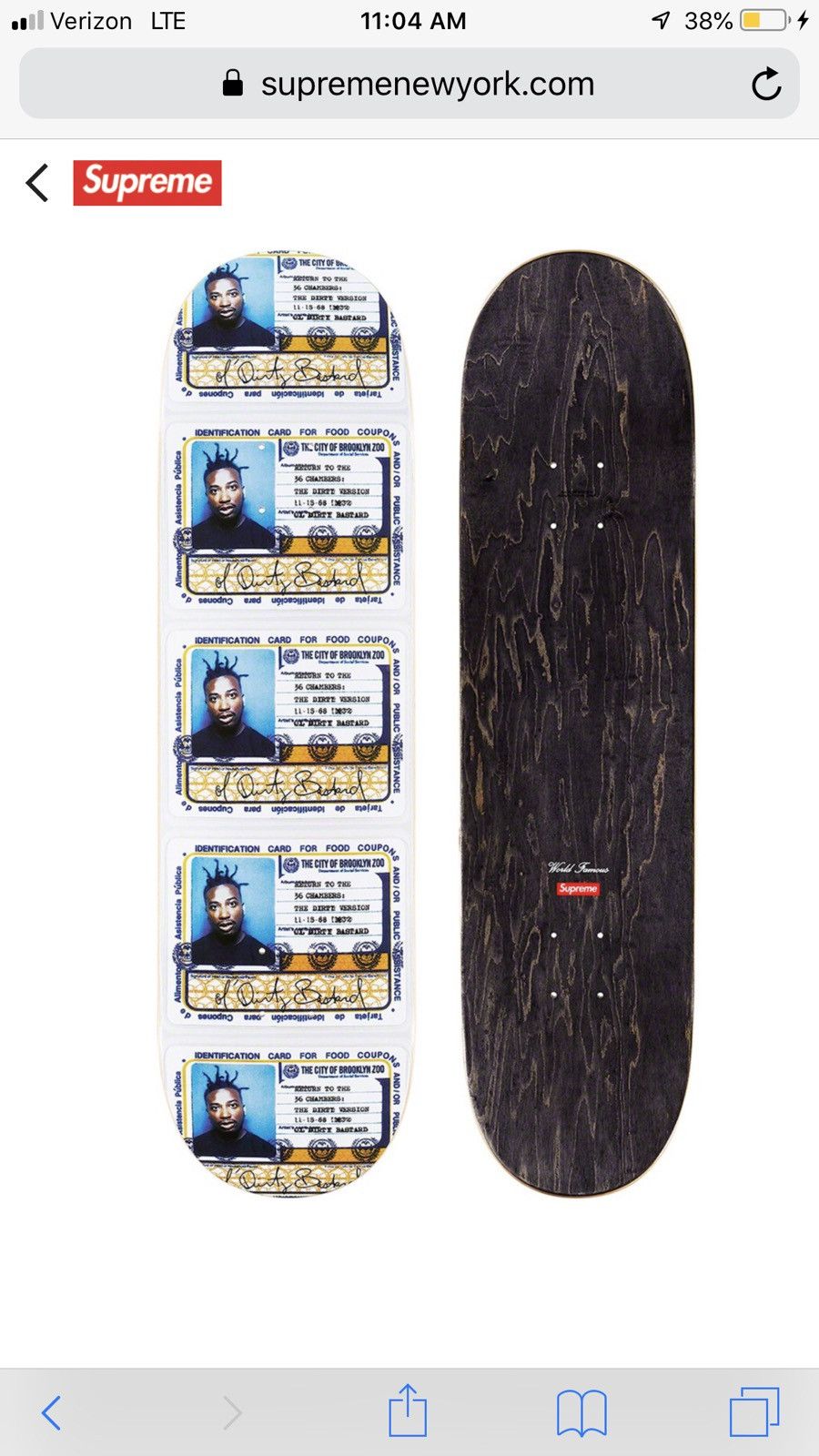 Supreme Supreme Ol Dirty Bastard Skateboard Deck ODB WuTang Wu Tang Grailed