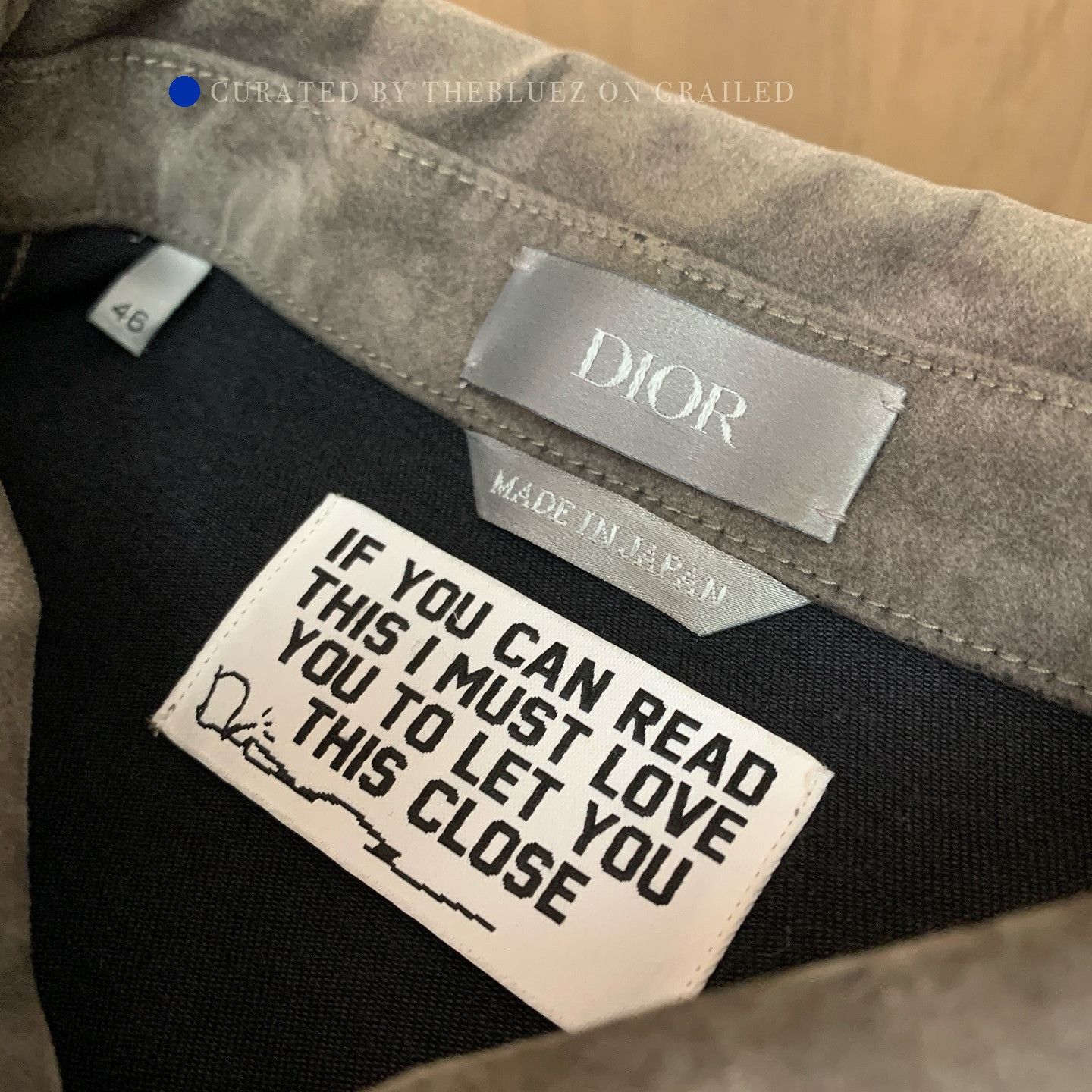 Dior Gray Logo Embroidered Suede Shirt Size US S / EU 44-46 / 1 - 3 Thumbnail