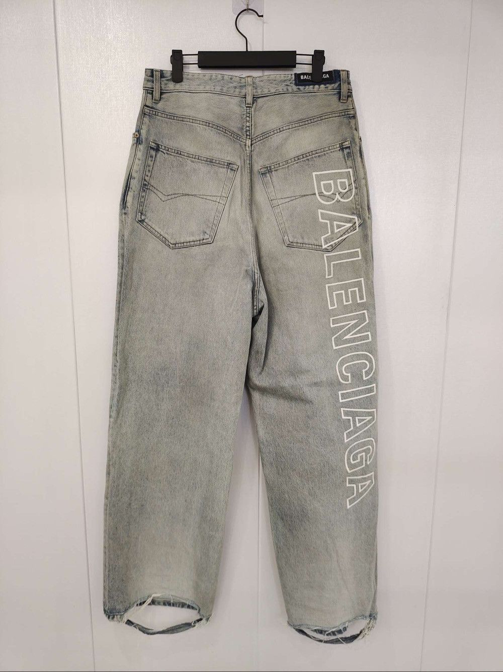 Balenciaga Logo Print Blue Denim Jeans Size US 30 / EU 46 - 2 Thumbnail