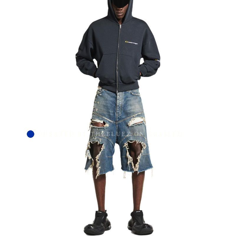 Balenciaga Distressed Blue Denim Shorts Size 30 Size US 30 / EU 46 - 6 Thumbnail