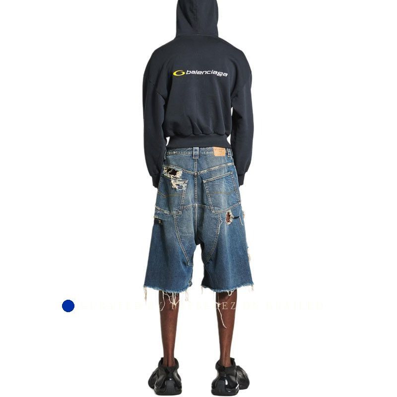 Balenciaga Distressed Blue Denim Shorts Size 30 Size US 30 / EU 46 - 7 Thumbnail
