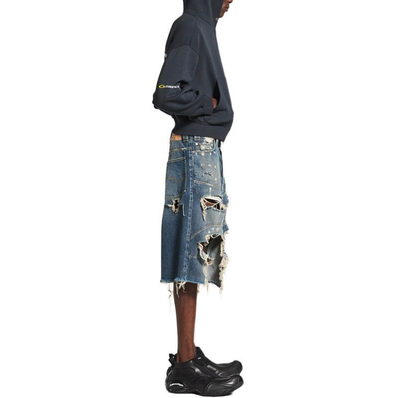 Balenciaga Distressed Blue Denim Shorts Size 30 Size US 30 / EU 46 - 8 Thumbnail