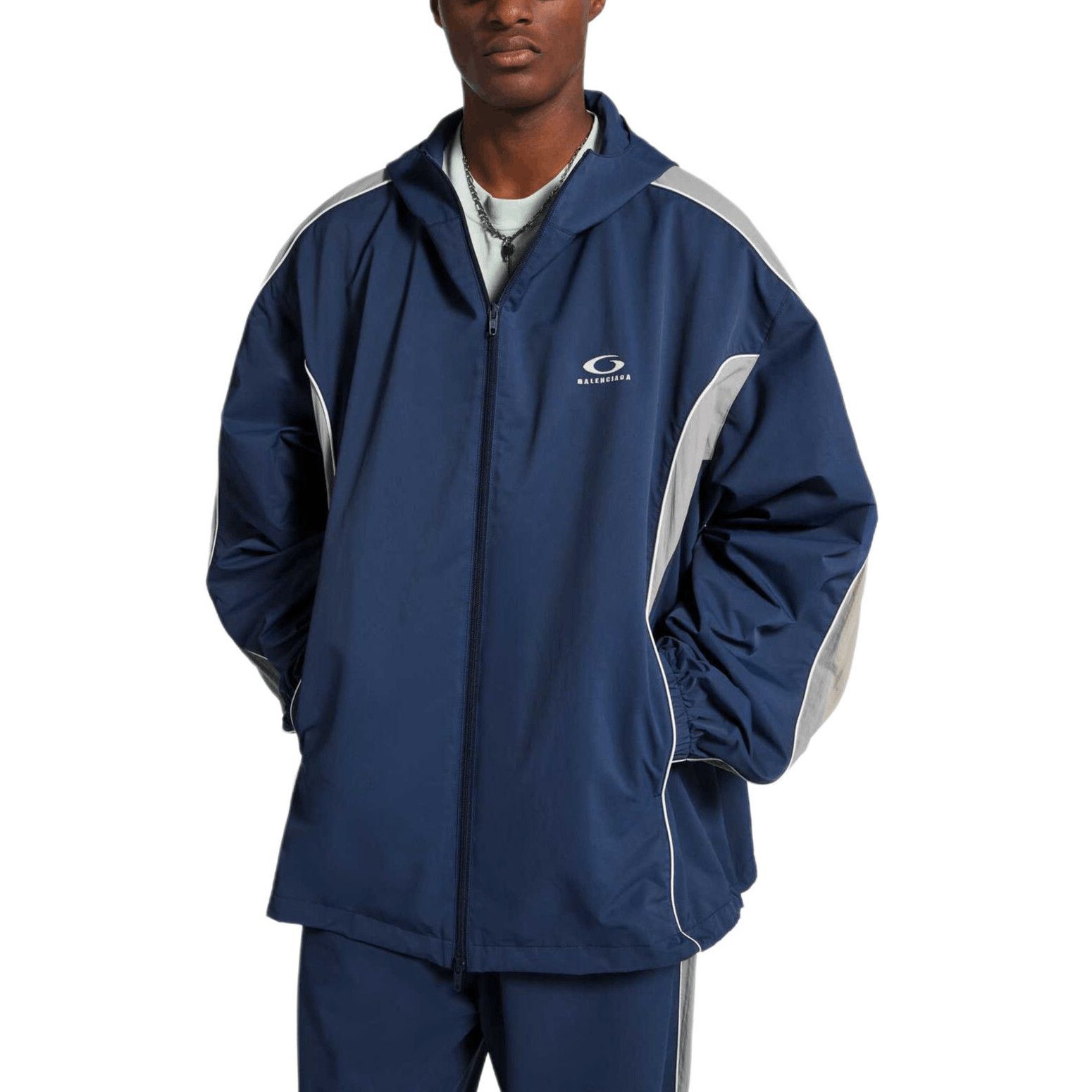 Balenciaga Logo Embroidered Zip Jacket in Blue Size US XS / EU 42 / 0 - 10 Thumbnail