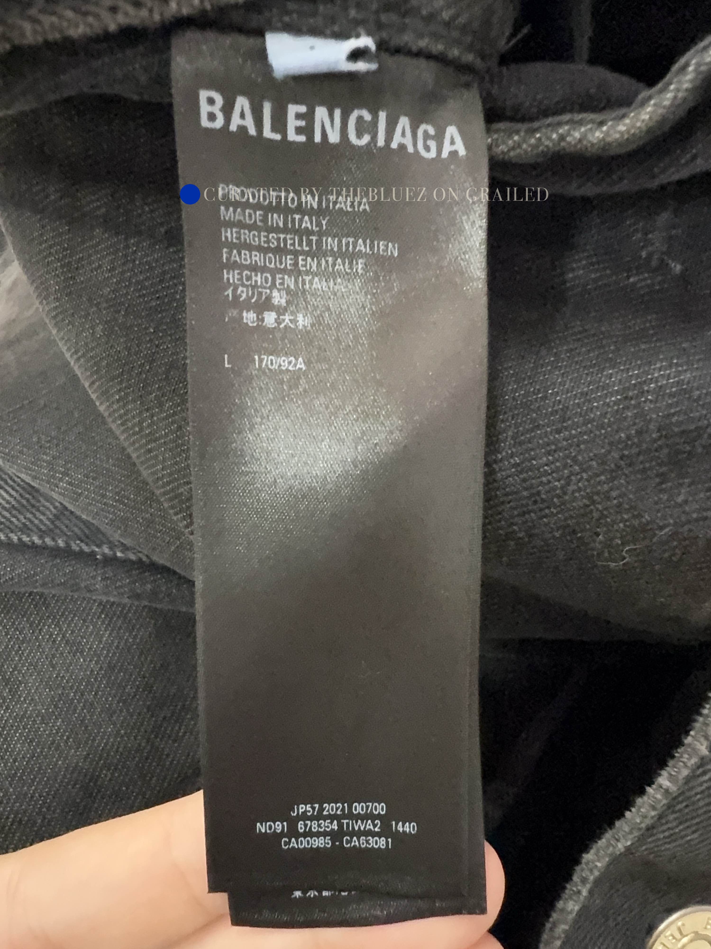 Balenciaga Black Denim Jacket with Spray Logo Size US L / EU 52-54 / 3 - 4 Thumbnail