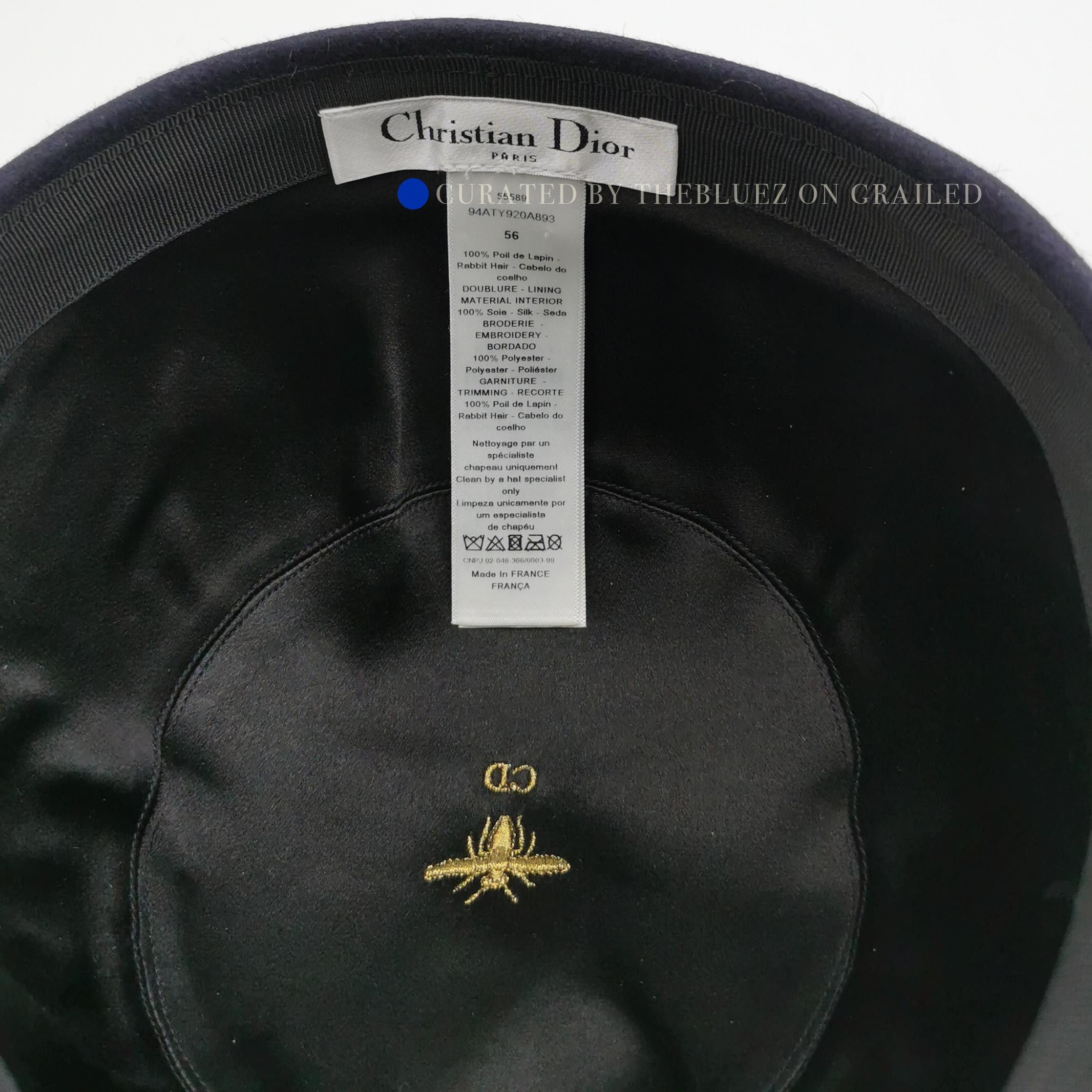 Dior Black Bee Logo Rabbit Hair Hat Size ONE SIZE - 7 Thumbnail