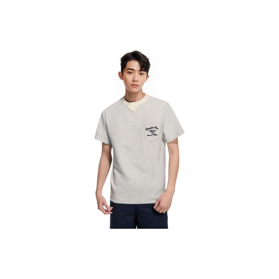 Dior Striped Logo T-Shirt in Gray Size US M / EU 48-50 / 2 - 7 Thumbnail