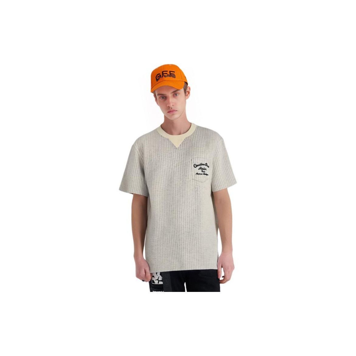Dior Striped Logo T-Shirt in Gray Size US M / EU 48-50 / 2 - 9 Thumbnail