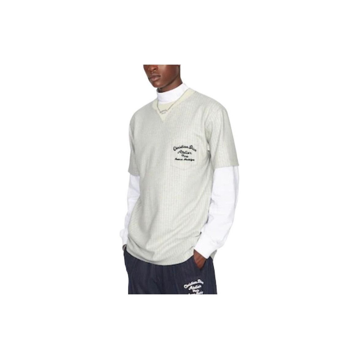 Dior Striped Logo T-Shirt in Gray Size US M / EU 48-50 / 2 - 13 Thumbnail
