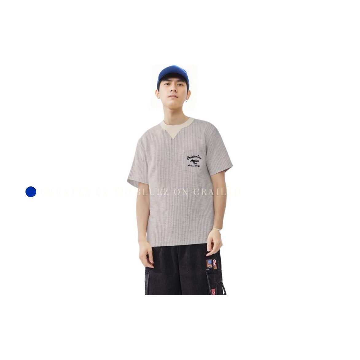 Dior Striped Logo T-Shirt in Gray Size US M / EU 48-50 / 2 - 11 Thumbnail