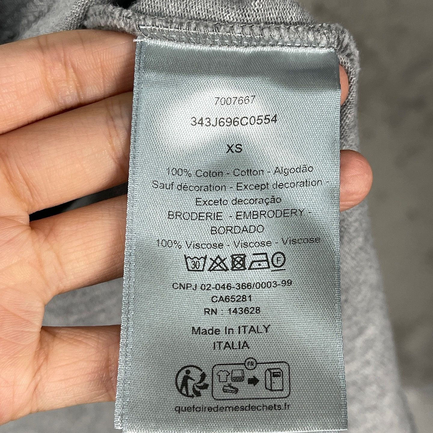 Dior Gray Logo T-Shirt in Size XS Size US XS / EU 42 / 0 - 4 Thumbnail