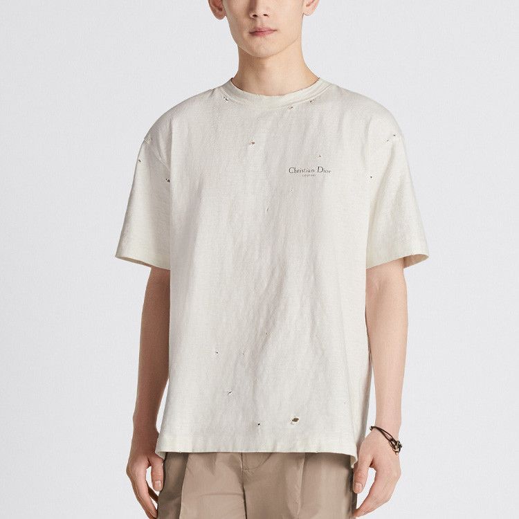Dior Distressed Logo T-Shirt in White Size US M / EU 48-50 / 2 - 5 Thumbnail
