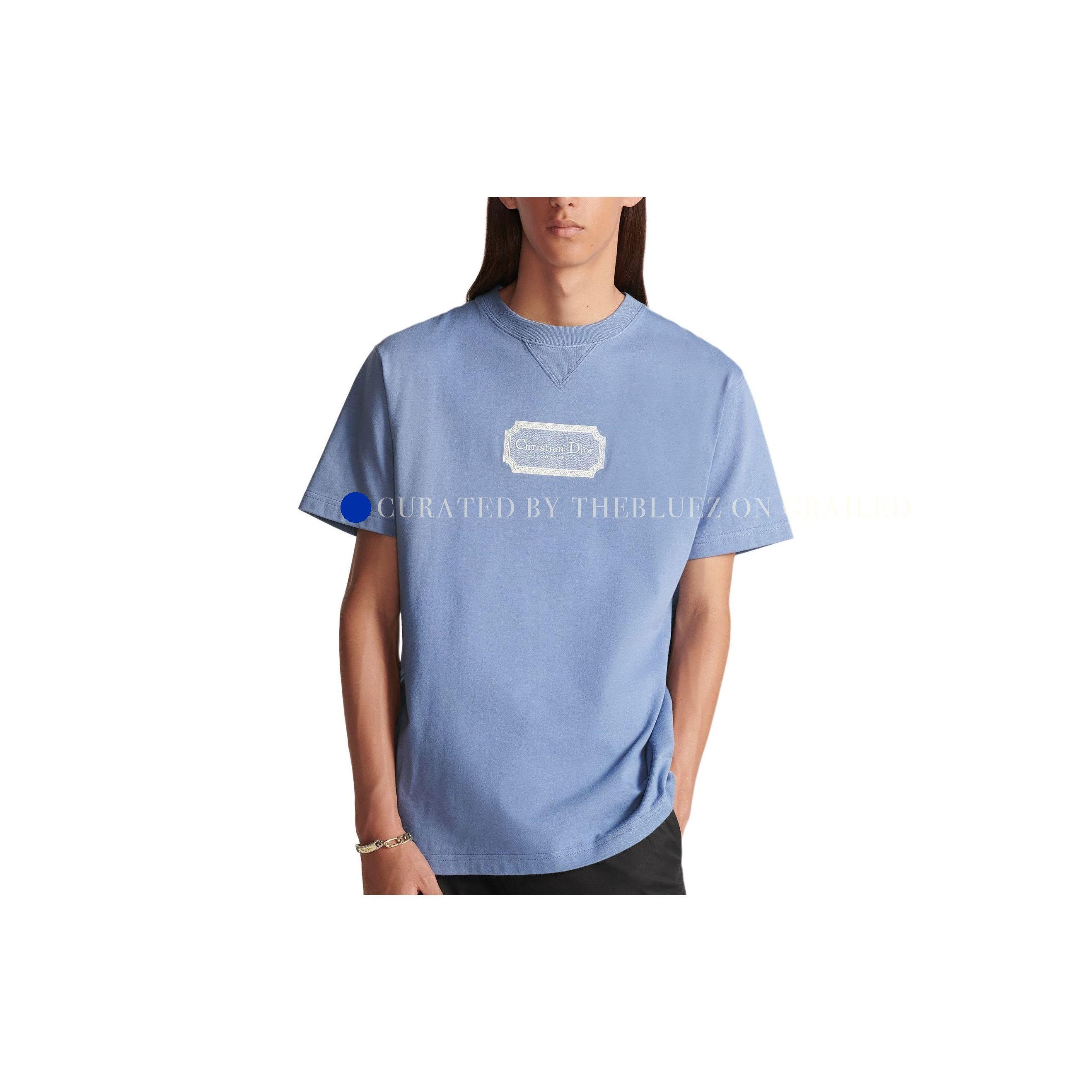 Dior Logo Embroidered T-Shirt in Blue Size US XL / EU 56 / 4 - 8 Thumbnail