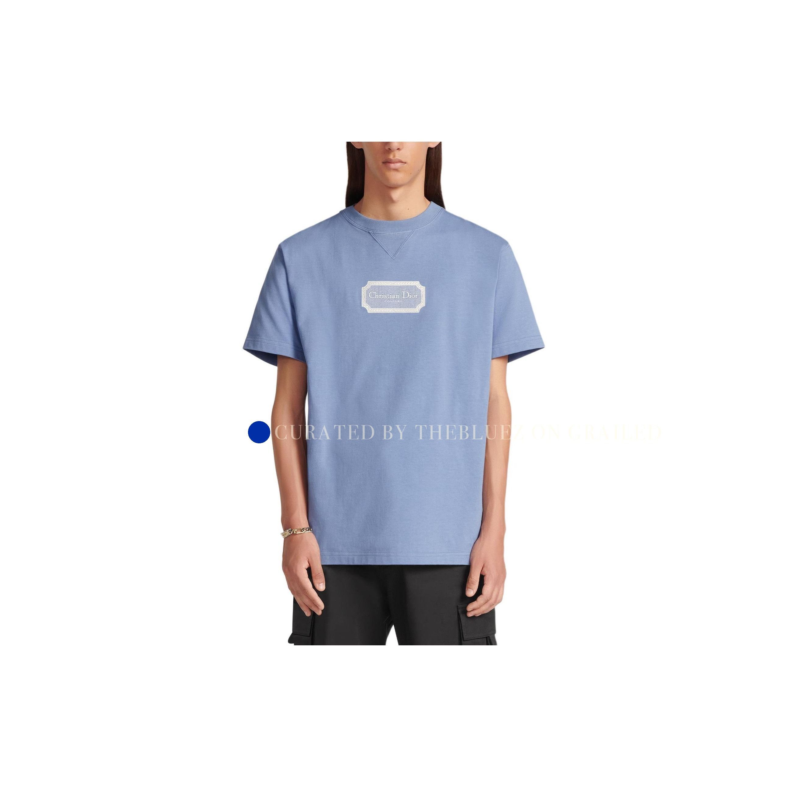 Dior Logo Embroidered T-Shirt in Blue Size US XL / EU 56 / 4 - 7 Thumbnail