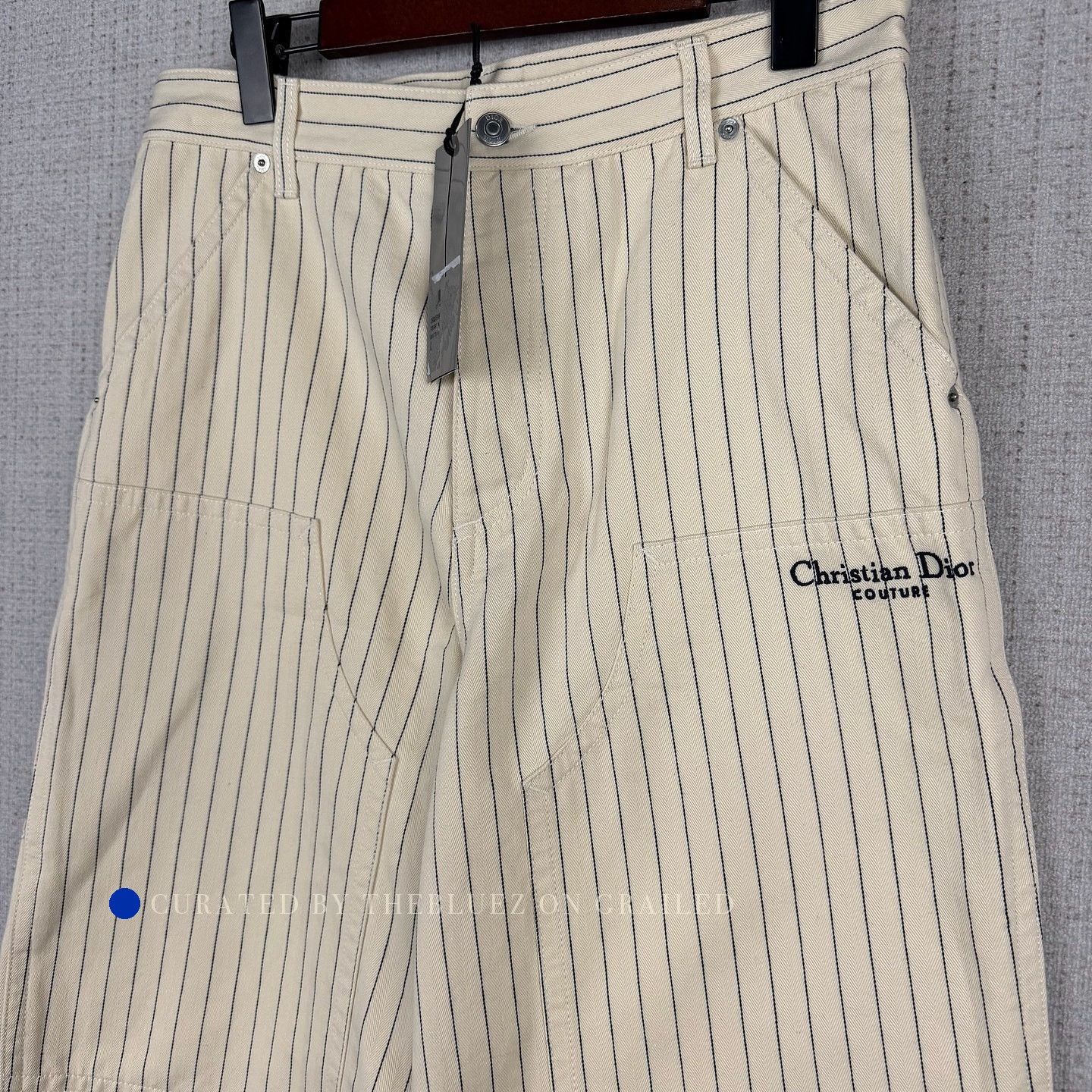 Dior Pinstripe Embroidered Beige Shorts Size US 30 / EU 46 - 7 Thumbnail