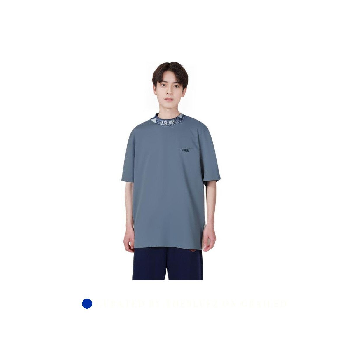 Dior Embroidered Collar T-Shirt in Blue Size US M / EU 48-50 / 2 - 9 Thumbnail