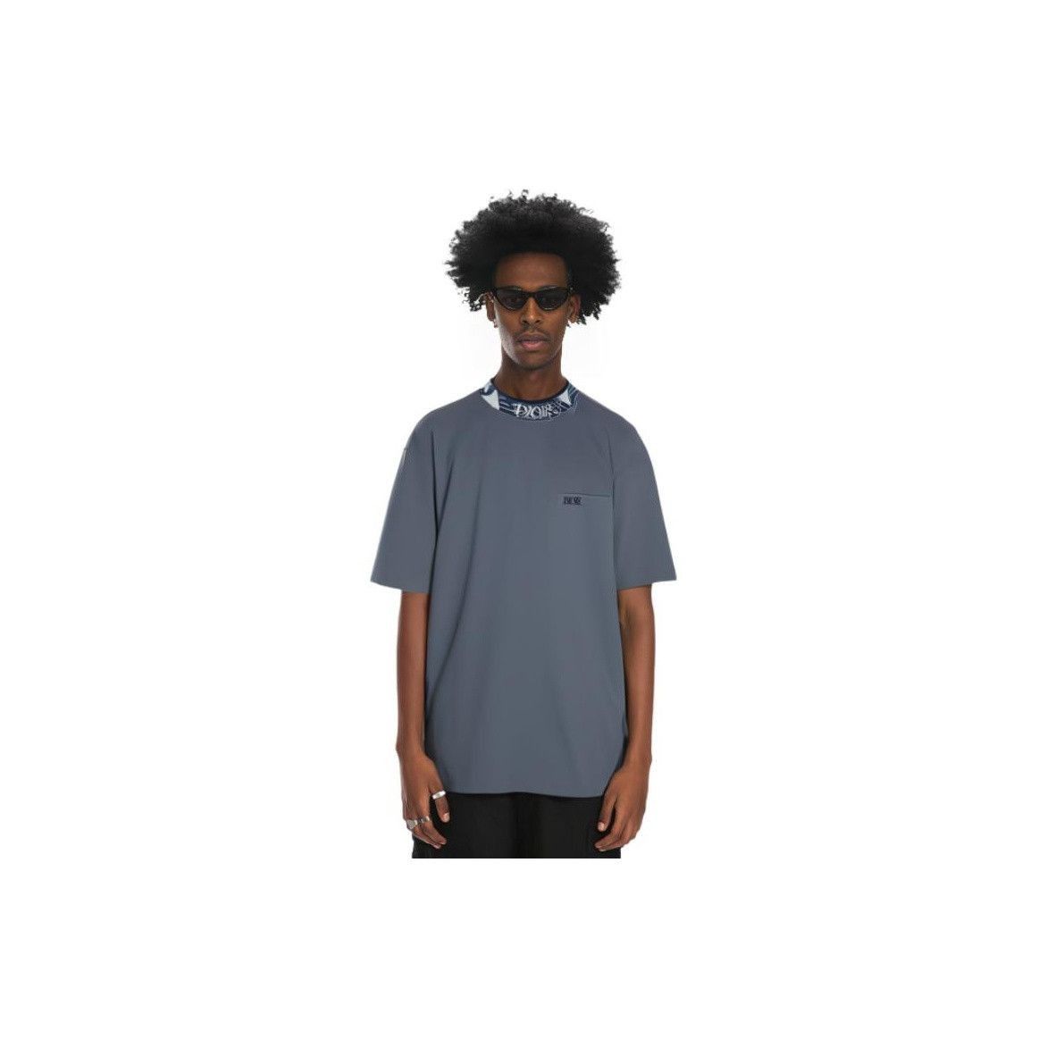 Dior Embroidered Collar T-Shirt in Blue Size US M / EU 48-50 / 2 - 10 Thumbnail