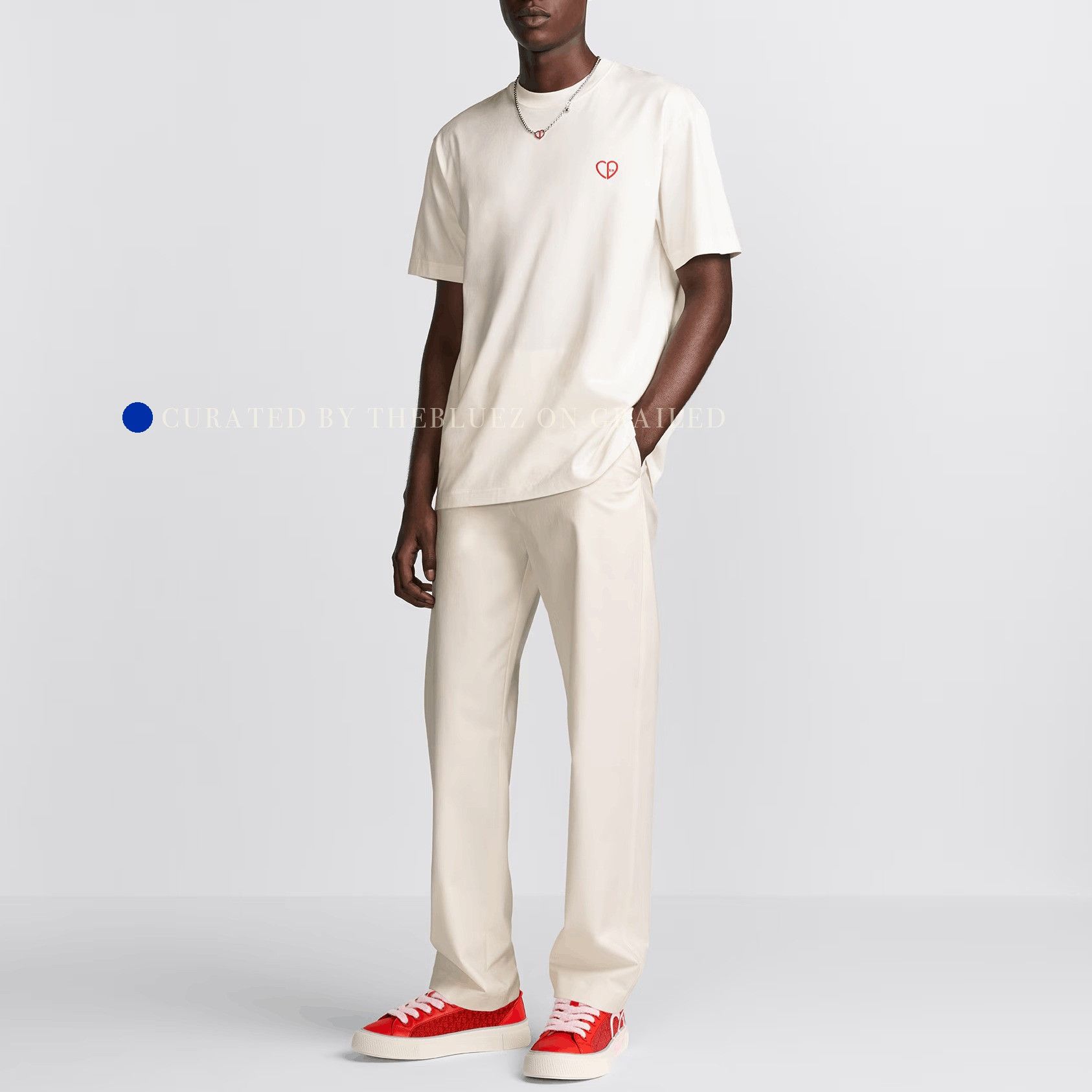 Dior Embroidered Heart Logo Tee in White Size US L / EU 52-54 / 3 - 9 Thumbnail