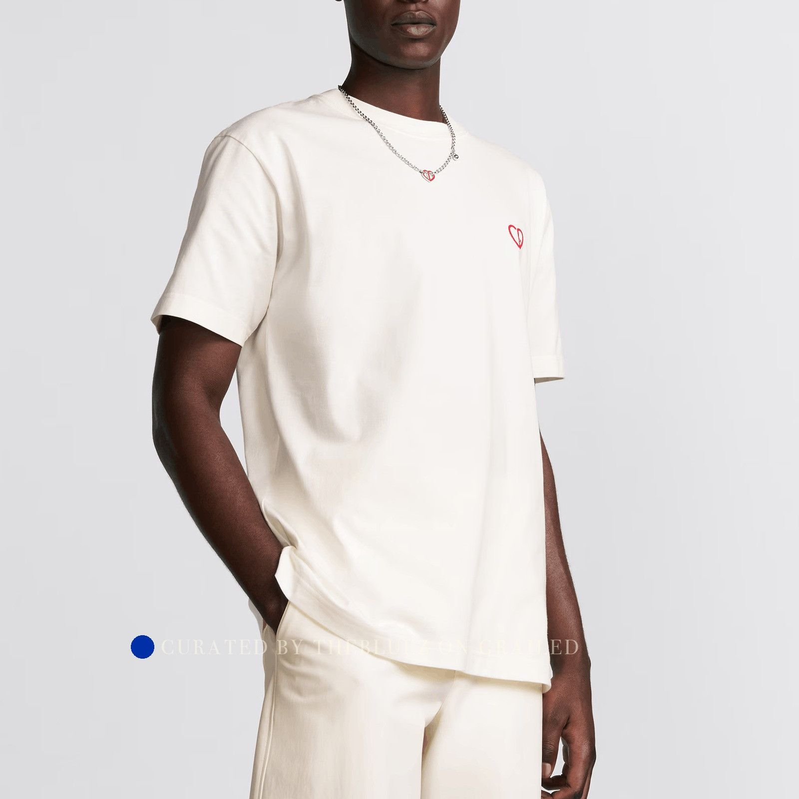 Dior Embroidered Heart Logo Tee in White Size US L / EU 52-54 / 3 - 11 Thumbnail