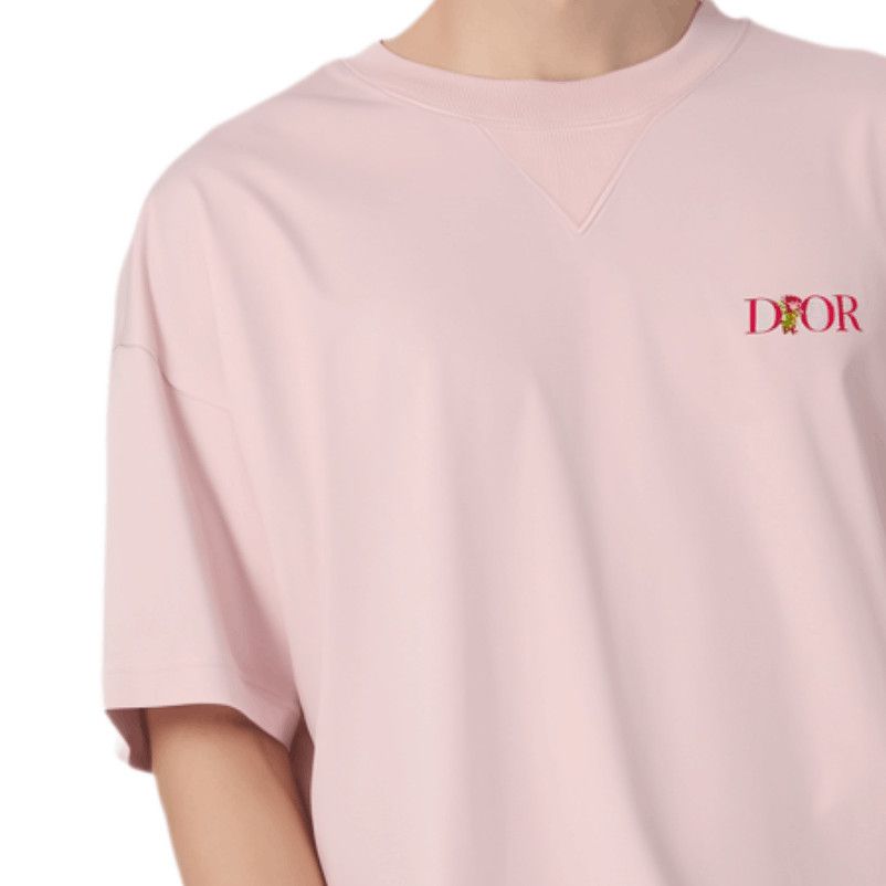 Dior Pink Rose Embroidered T-Shirt Size US S / EU 44-46 / 1 - 8 Thumbnail