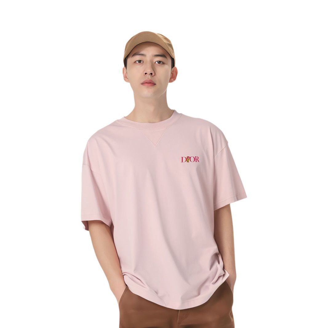 Dior Pink Rose Embroidered T-Shirt Size US S / EU 44-46 / 1 - 7 Thumbnail