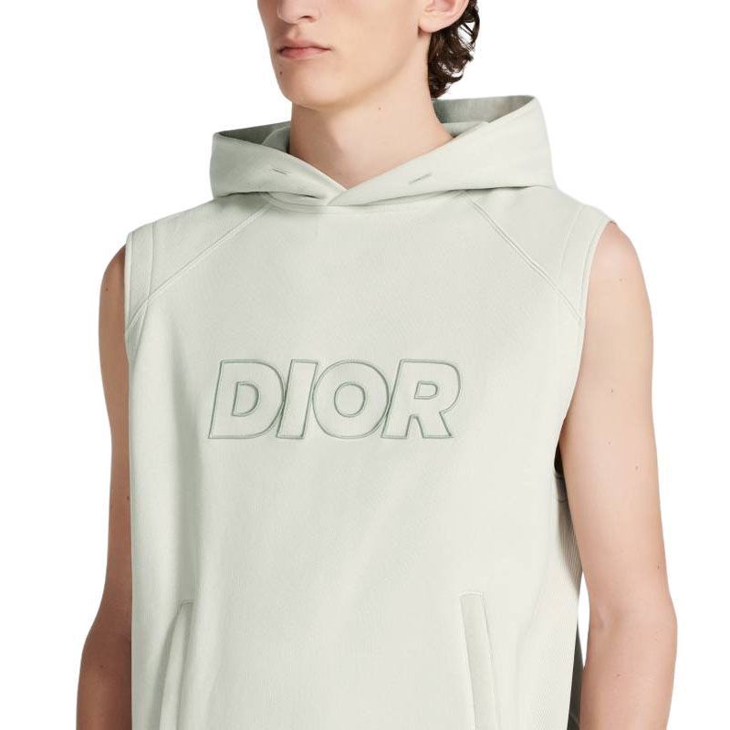 Dior Logo Embroidered Sleeveless Hoodie in Green Size US XL / EU 56 / 4 - 10 Thumbnail