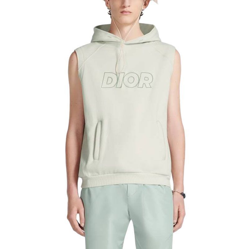 Dior Logo Embroidered Sleeveless Hoodie in Green Size US XL / EU 56 / 4 - 7 Thumbnail