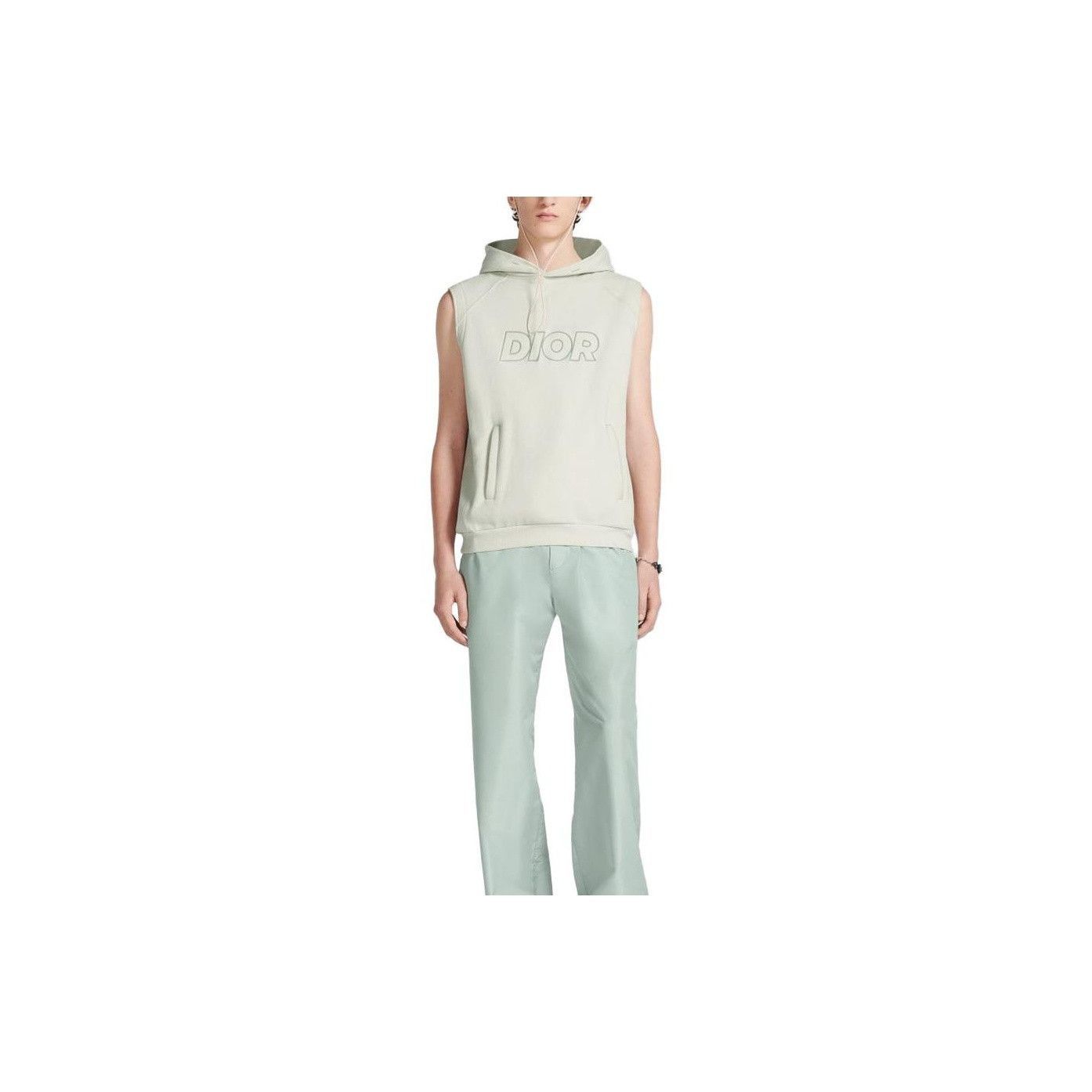 Dior Logo Embroidered Sleeveless Hoodie in Green Size US XL / EU 56 / 4 - 6 Thumbnail