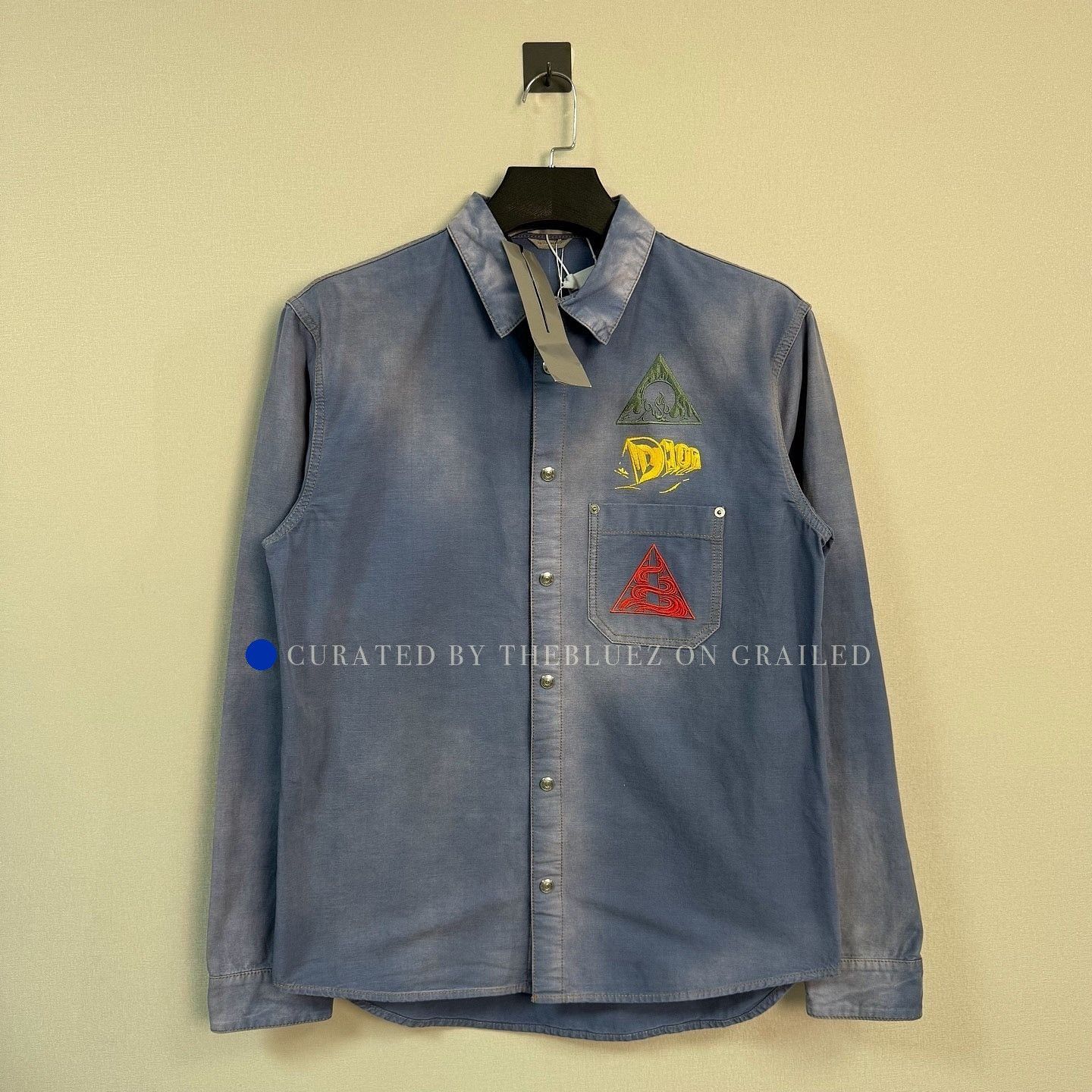 Dior Embroidered Patch Blue Button-Up Shirt Size US S / EU 44-46 / 1 - 6 Thumbnail
