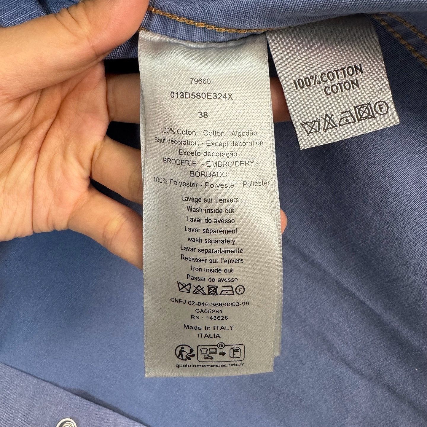 Dior Embroidered Patch Blue Button-Up Shirt Size US S / EU 44-46 / 1 - 4 Thumbnail