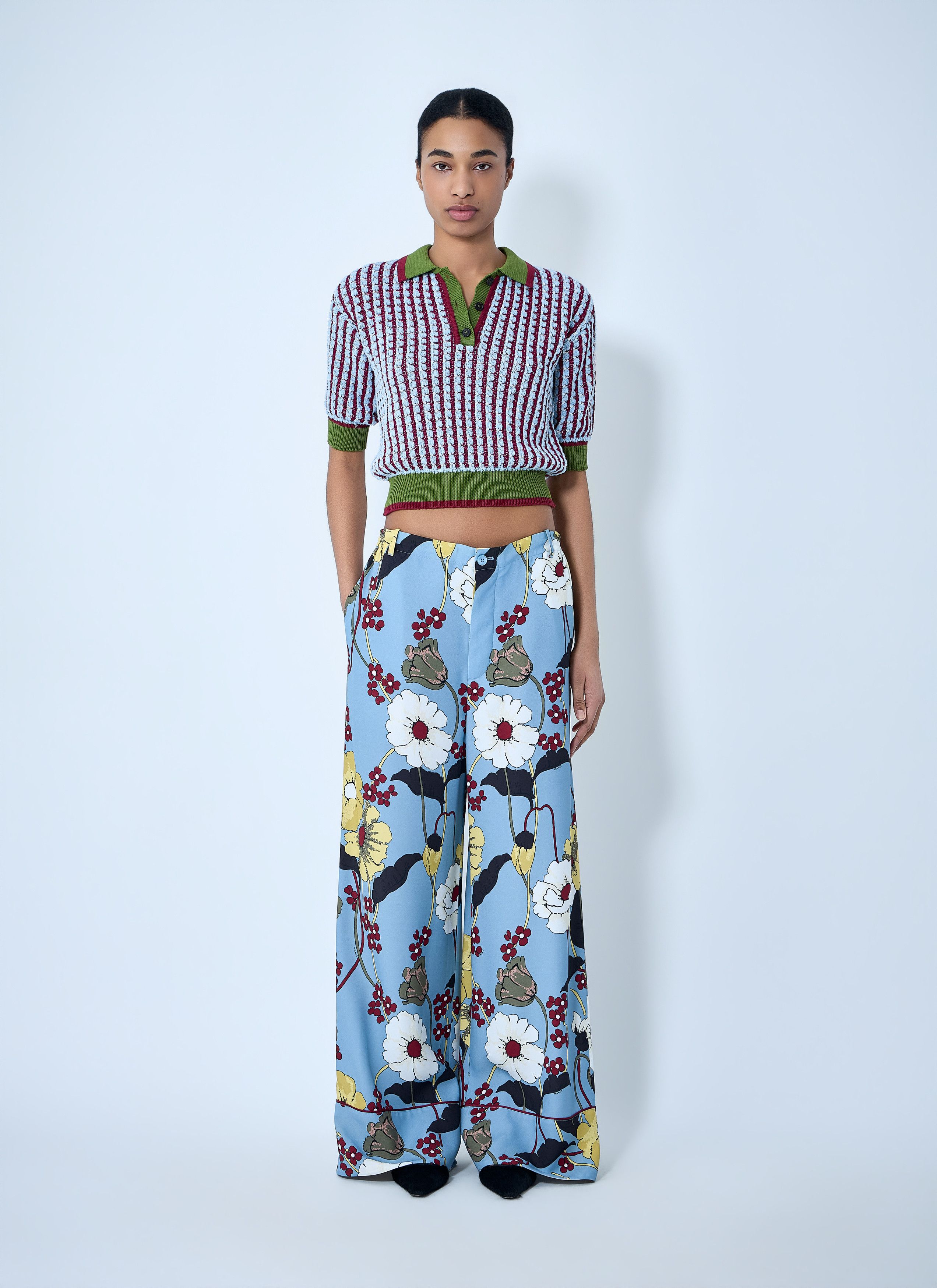 Marni Wide-Leg Floral Trousers Size 28" / US 6 / IT 42 - 2 Thumbnail