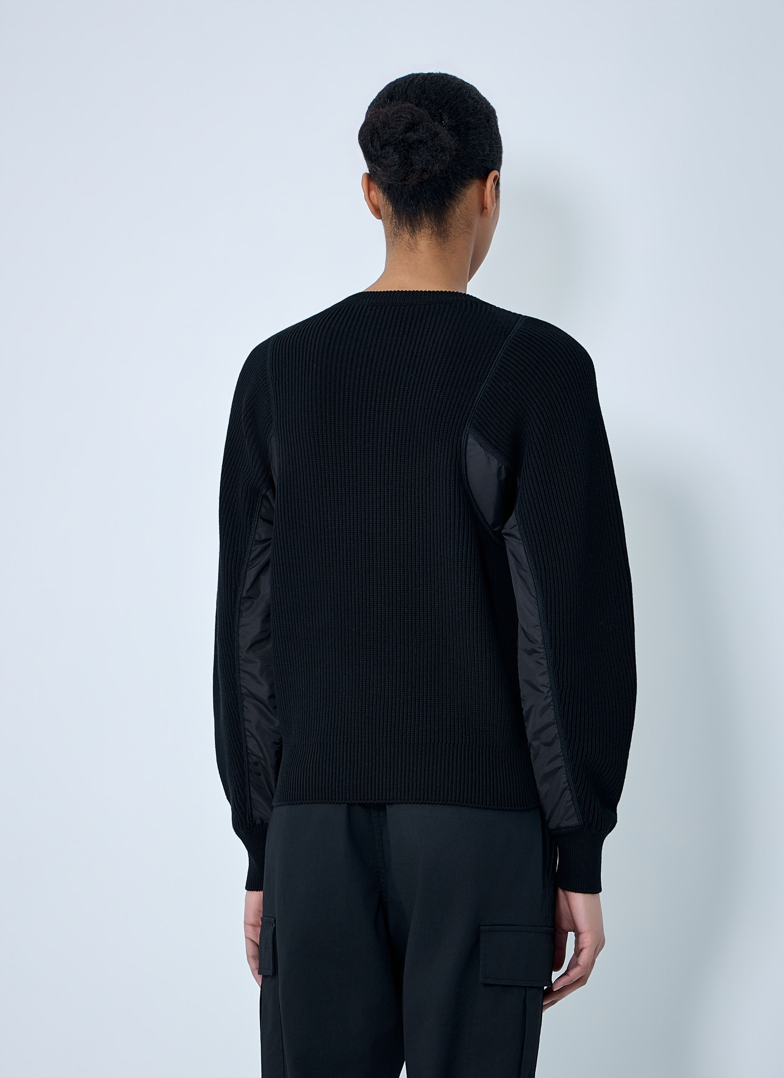 Moncler Ribbed Knit Sweater with Contrast Panels Size M / US 6-8 / IT 42-44 - 4 Thumbnail