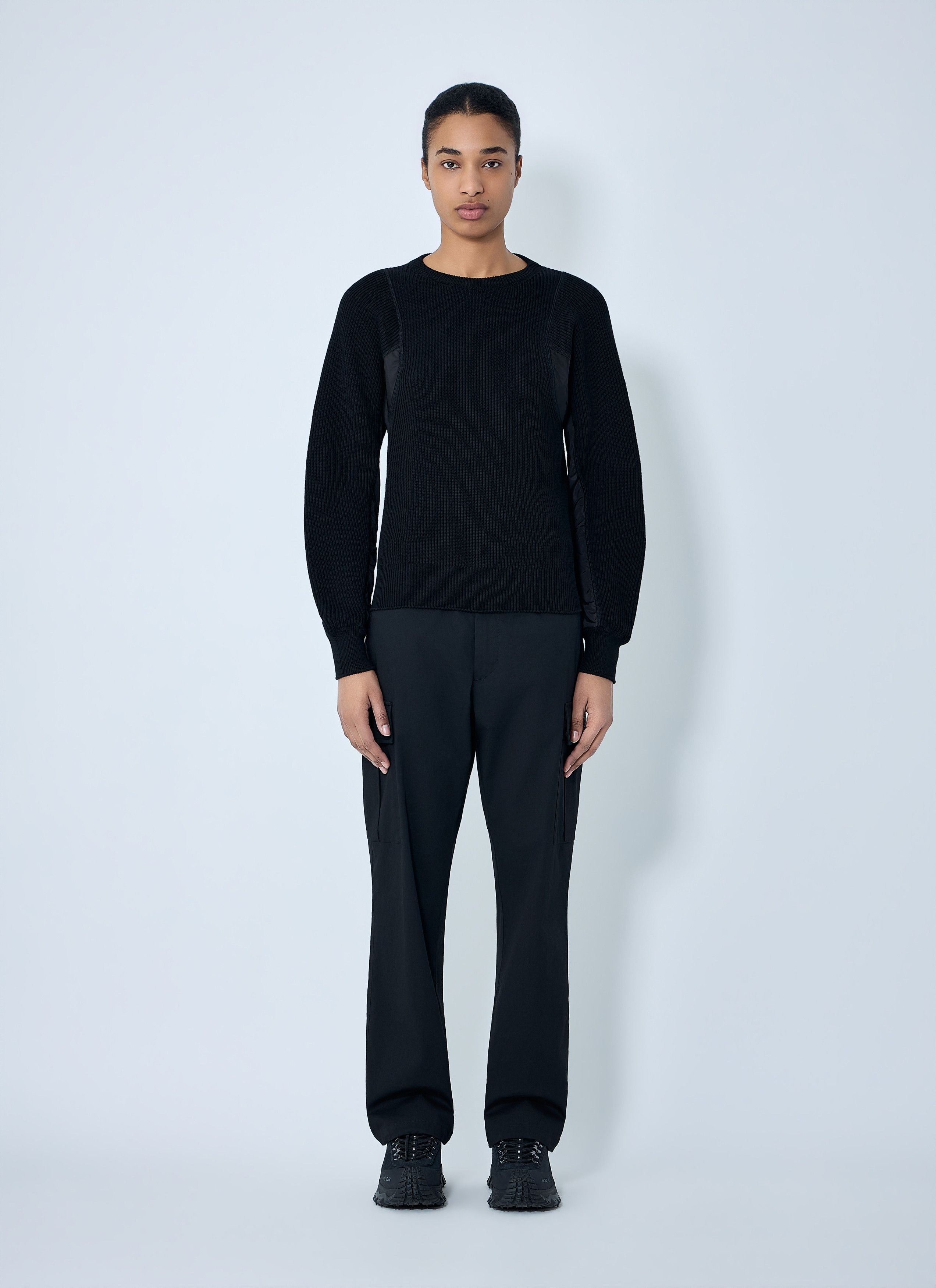 Moncler Ribbed Knit Sweater with Contrast Panels Size S / US 4 / IT 40 - 2 Thumbnail