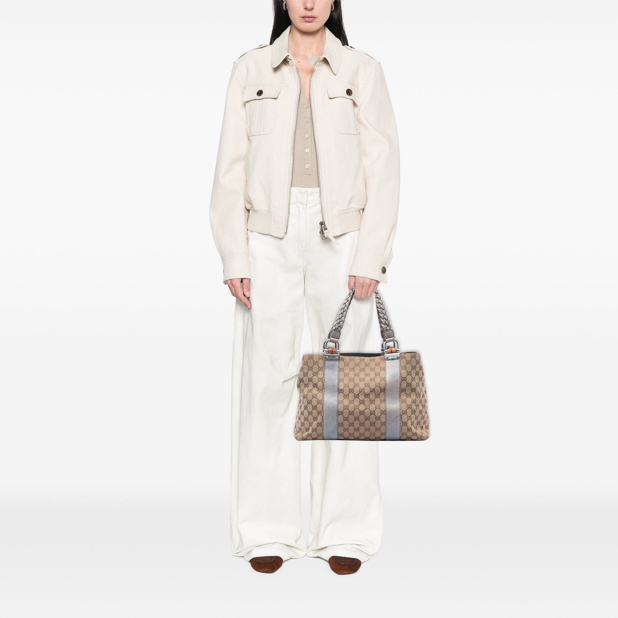 Gucci Medium GG Canvas Bamboo Libeccio Tote Size ONE SIZE - 5 Thumbnail