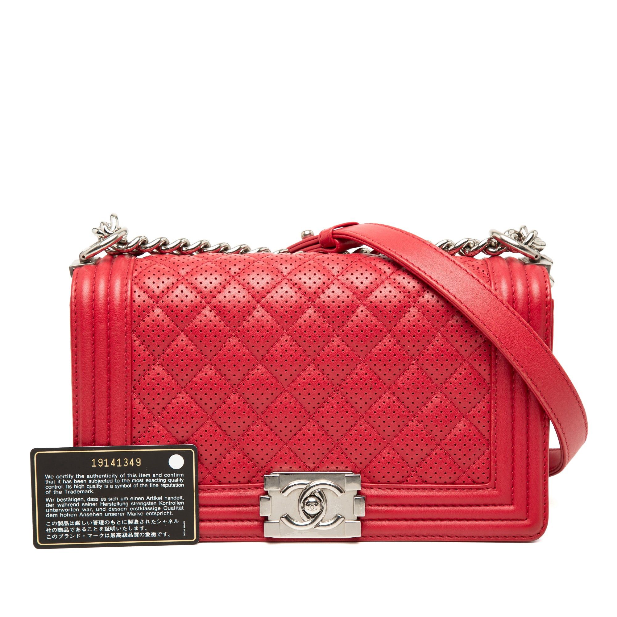 Chanel Old Medium Quilted Perforated Lambskin Boy Flap Size ONE SIZE - 8 Thumbnail