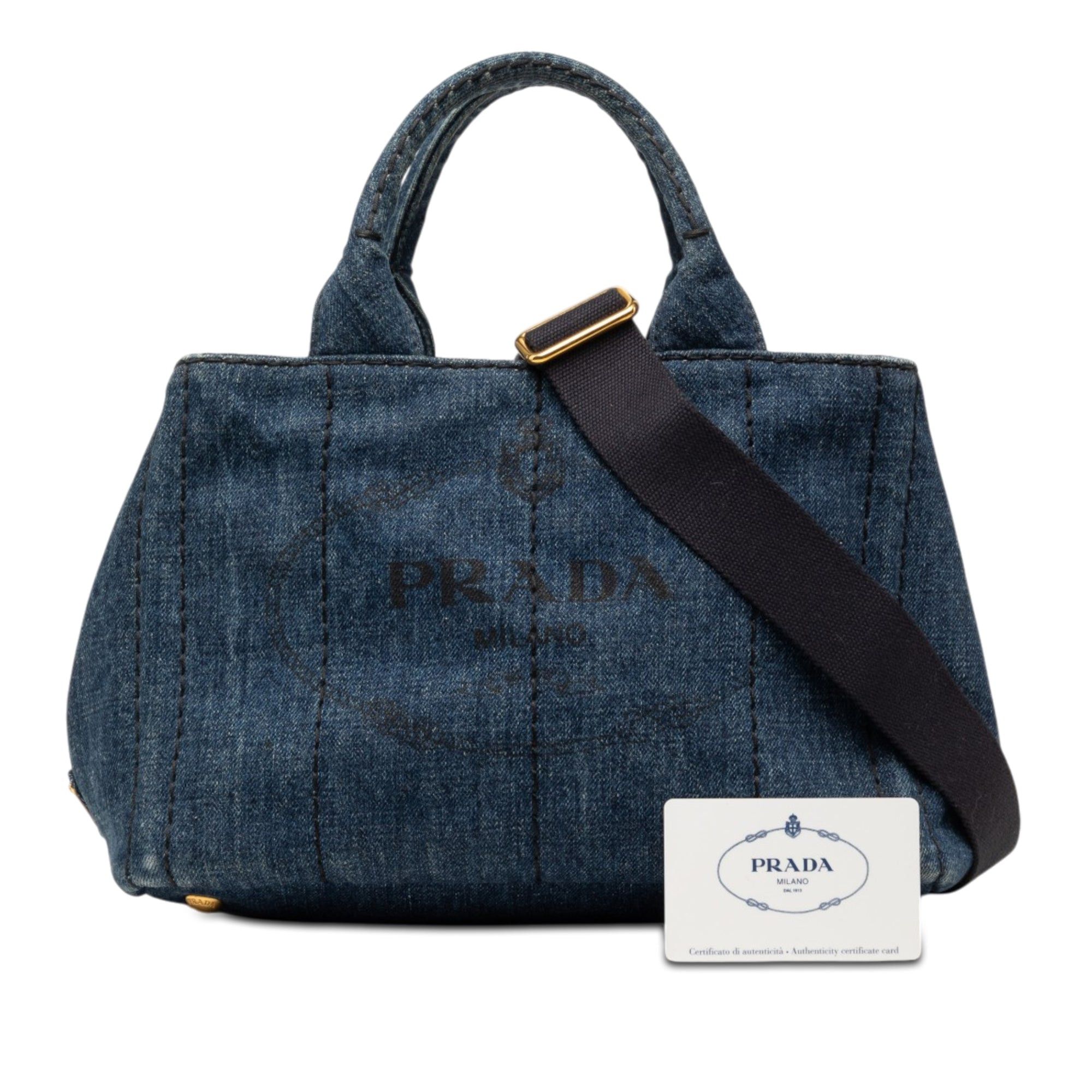 Prada Small Denim Canapa Logo Satchel Size ONE SIZE - 7 Thumbnail