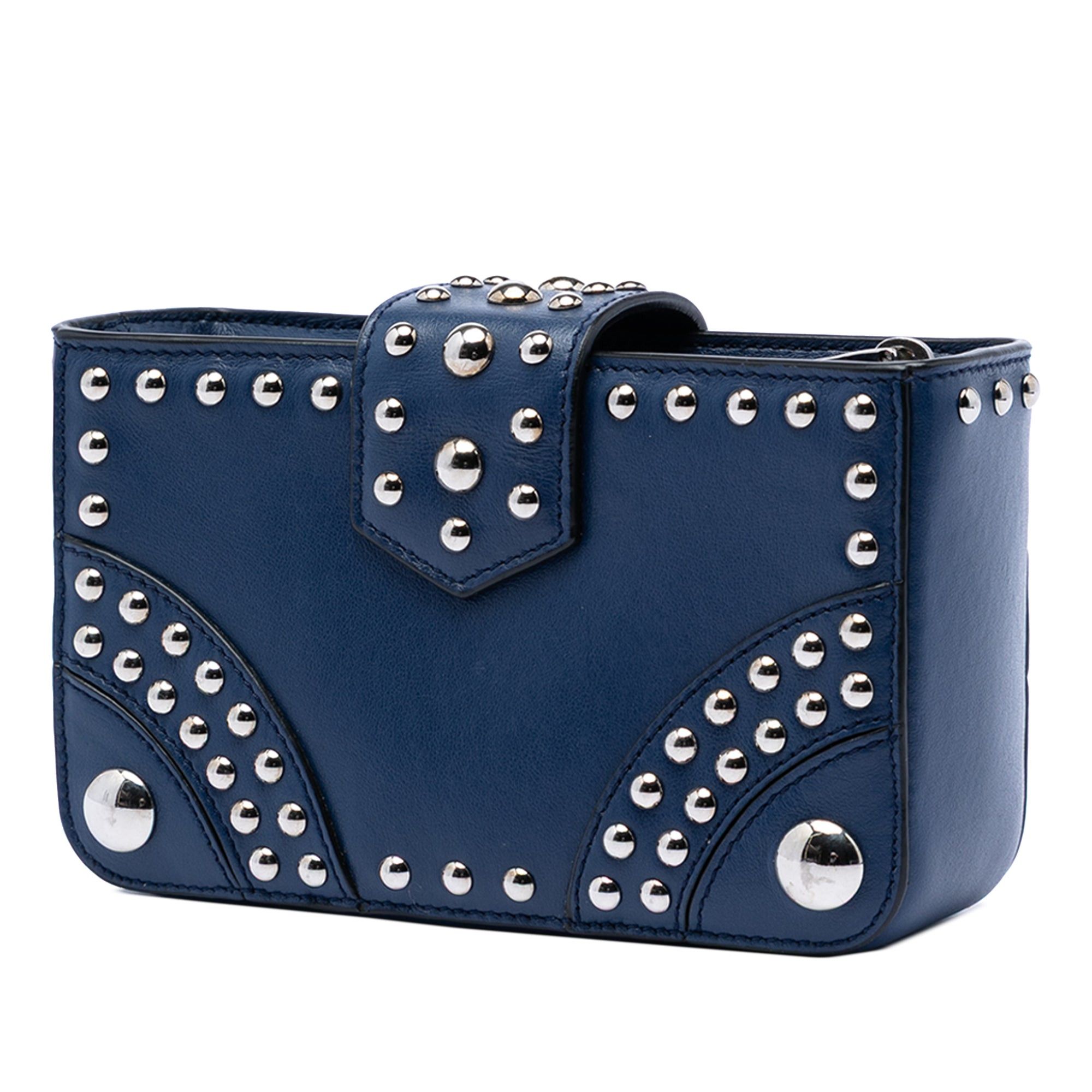 Prada City Calfskin Studded Elektra Turn Lock Clutch Size ONE SIZE - 2 Thumbnail