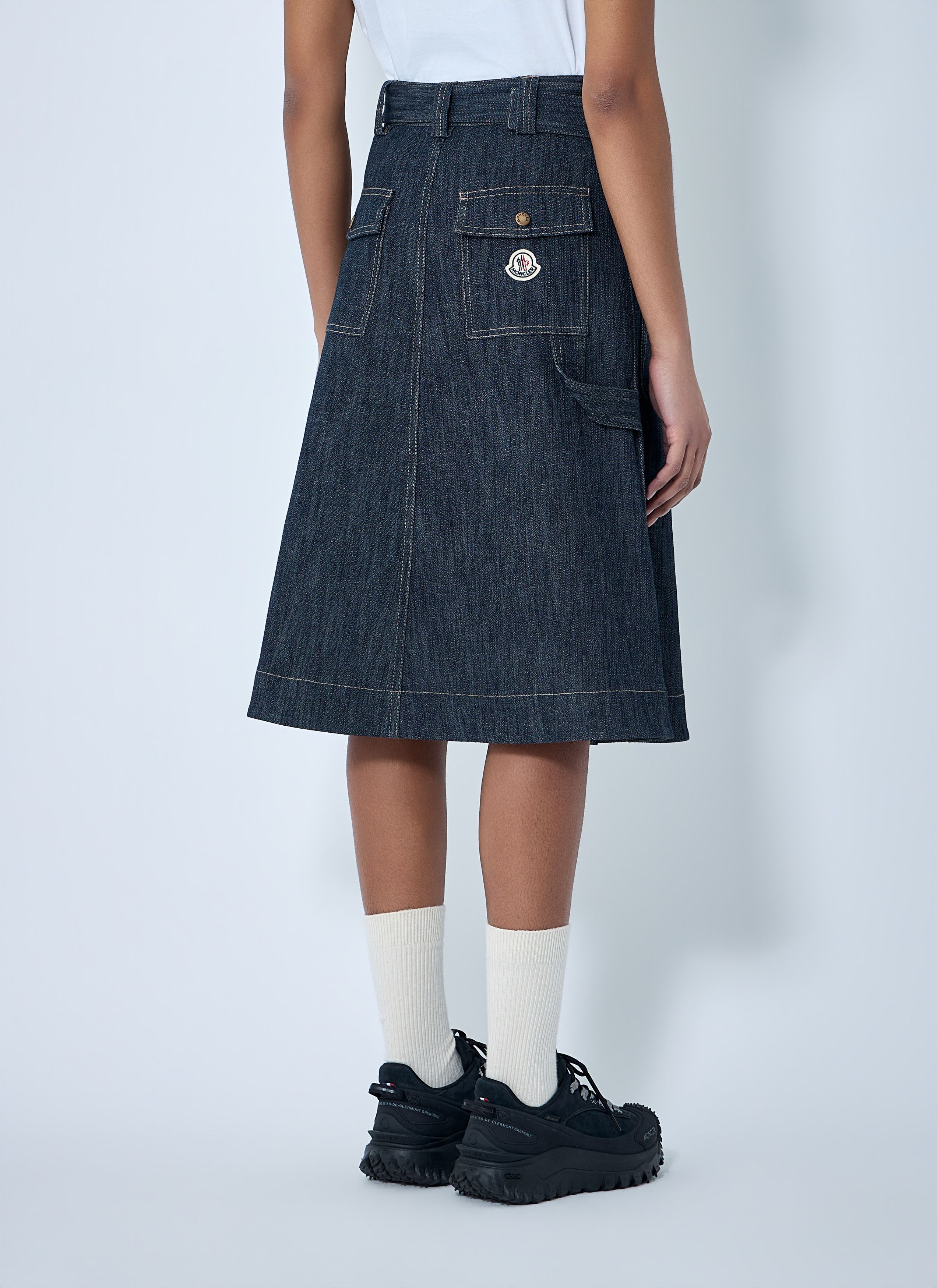 Moncler Button-Front Denim Midi Skirt Size 28" / US 6 / IT 42 - 4 Thumbnail