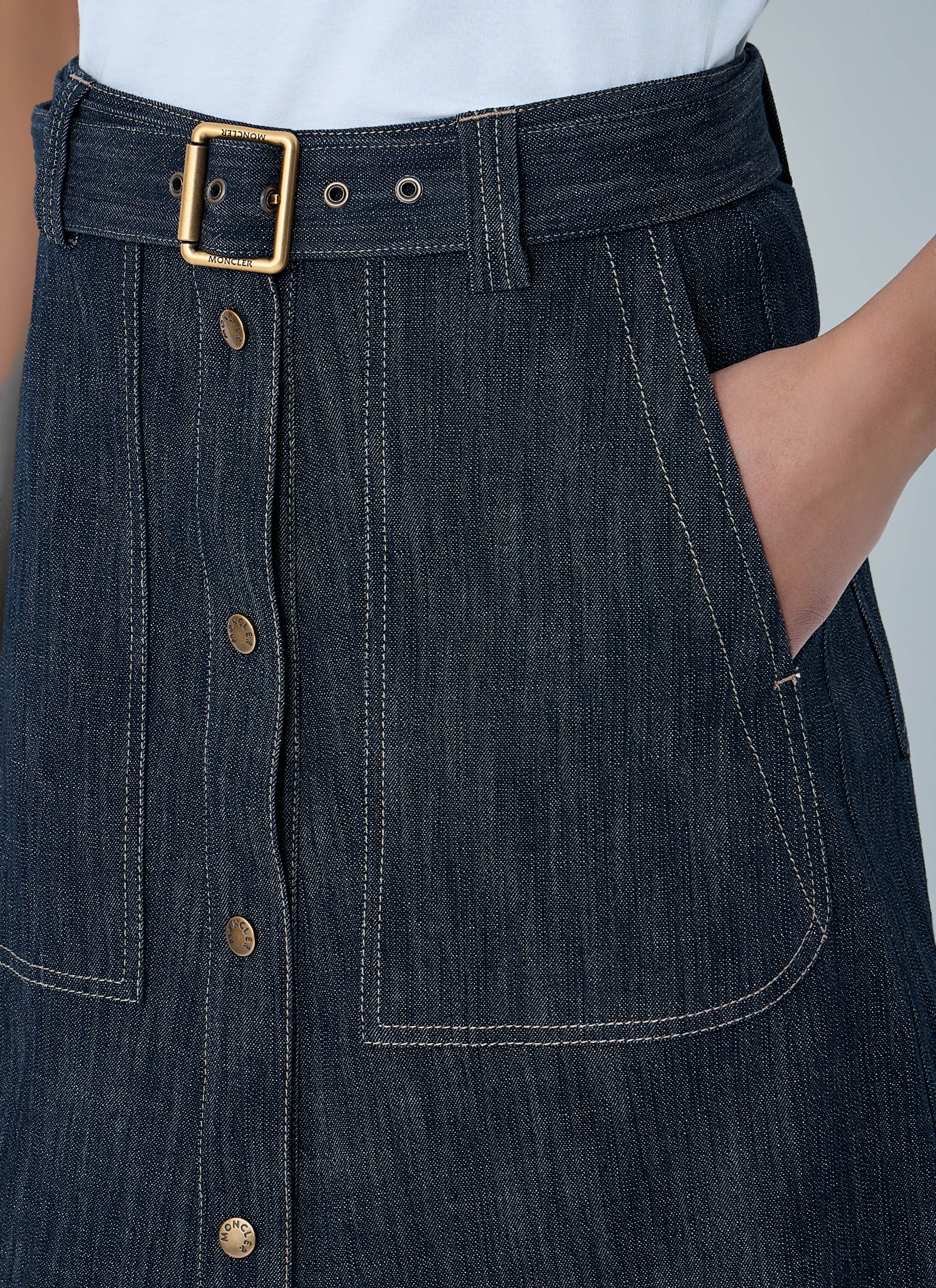 Moncler Button-Front Denim Midi Skirt Size 28" / US 6 / IT 42 - 5 Thumbnail