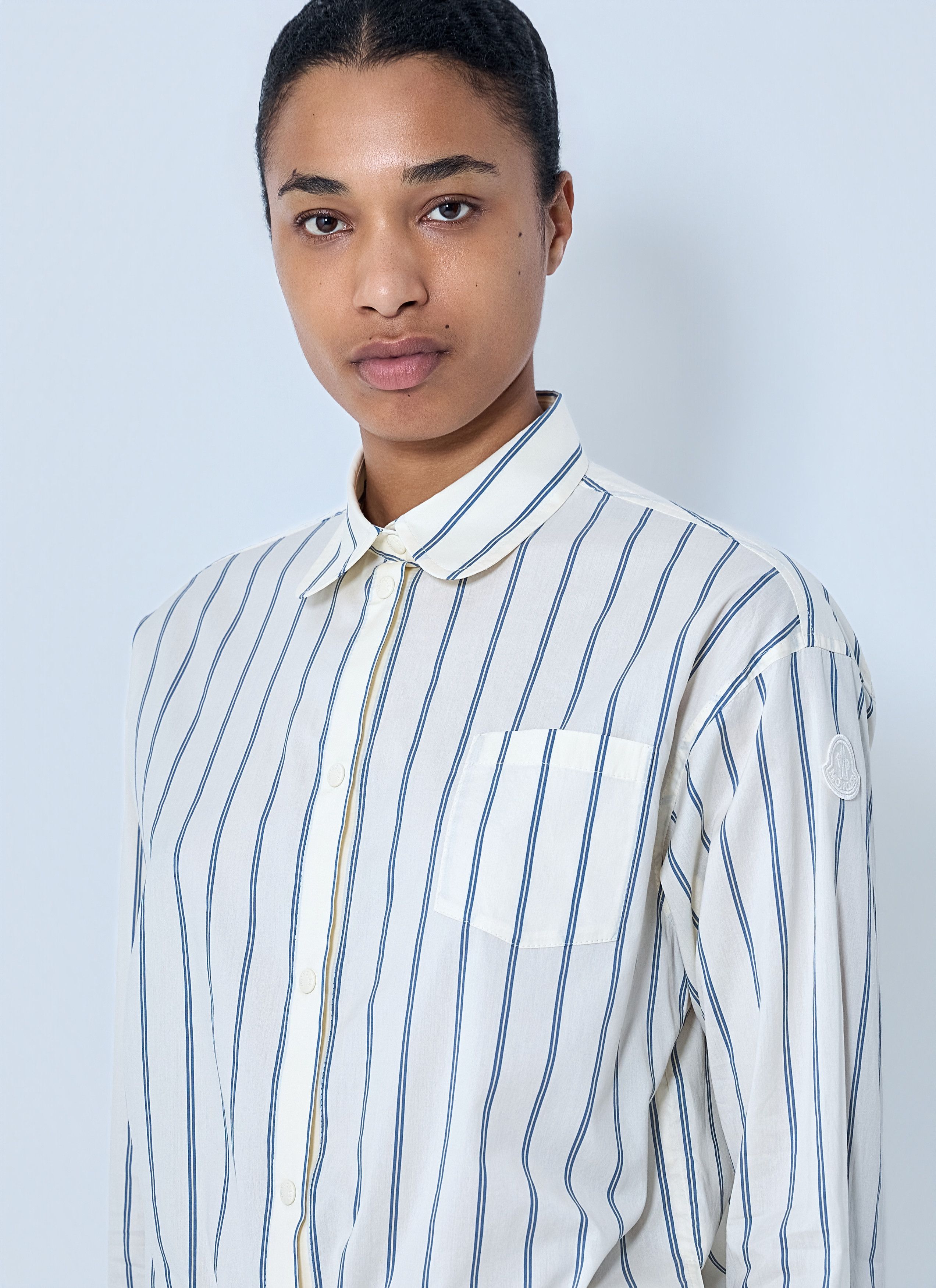 Moncler Striped Cotton Shirt Size M / US 6-8 / IT 42-44 - 5 Thumbnail